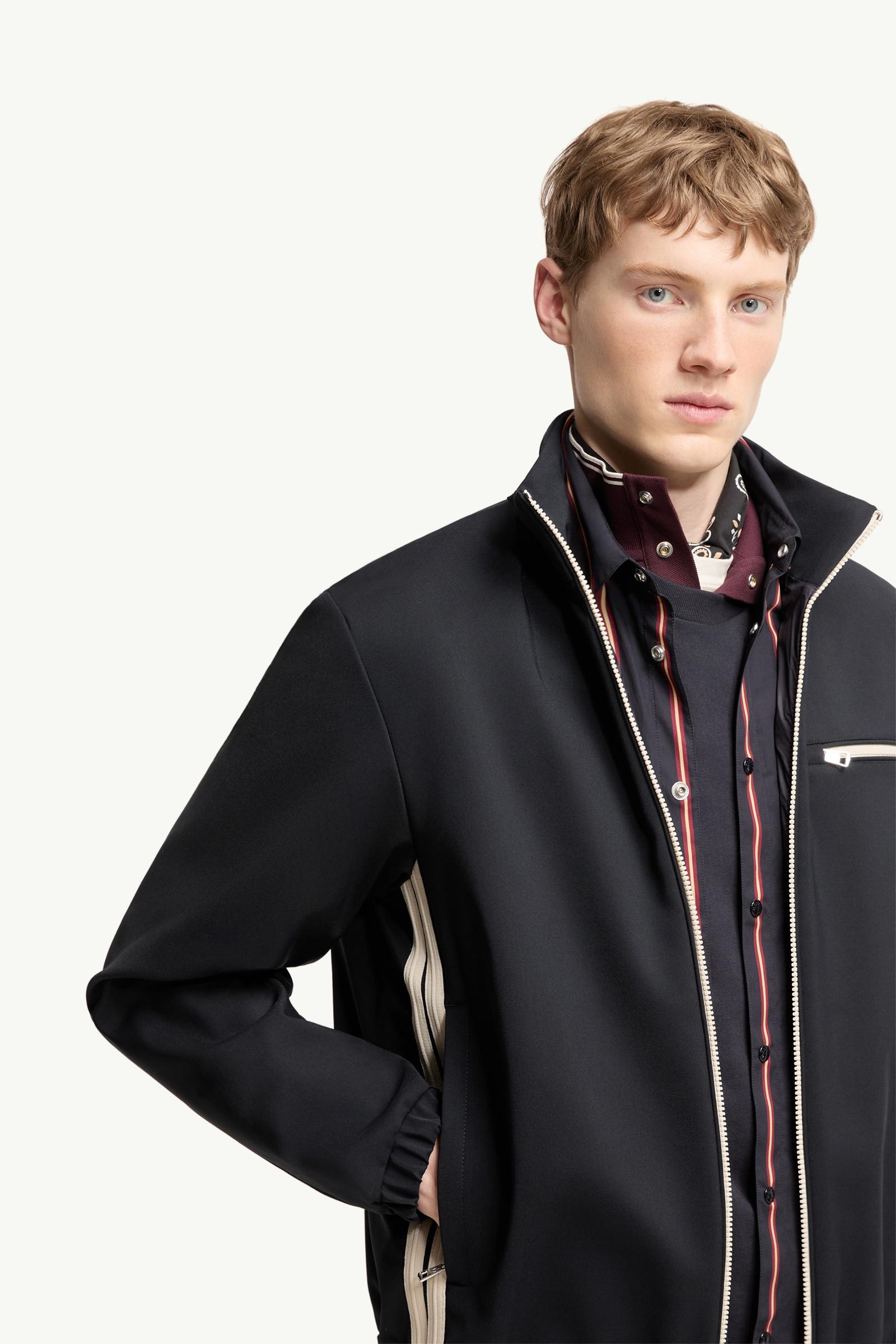 Navy Blue Fourioun Cotton Blend Short Jacket - Windbreakers