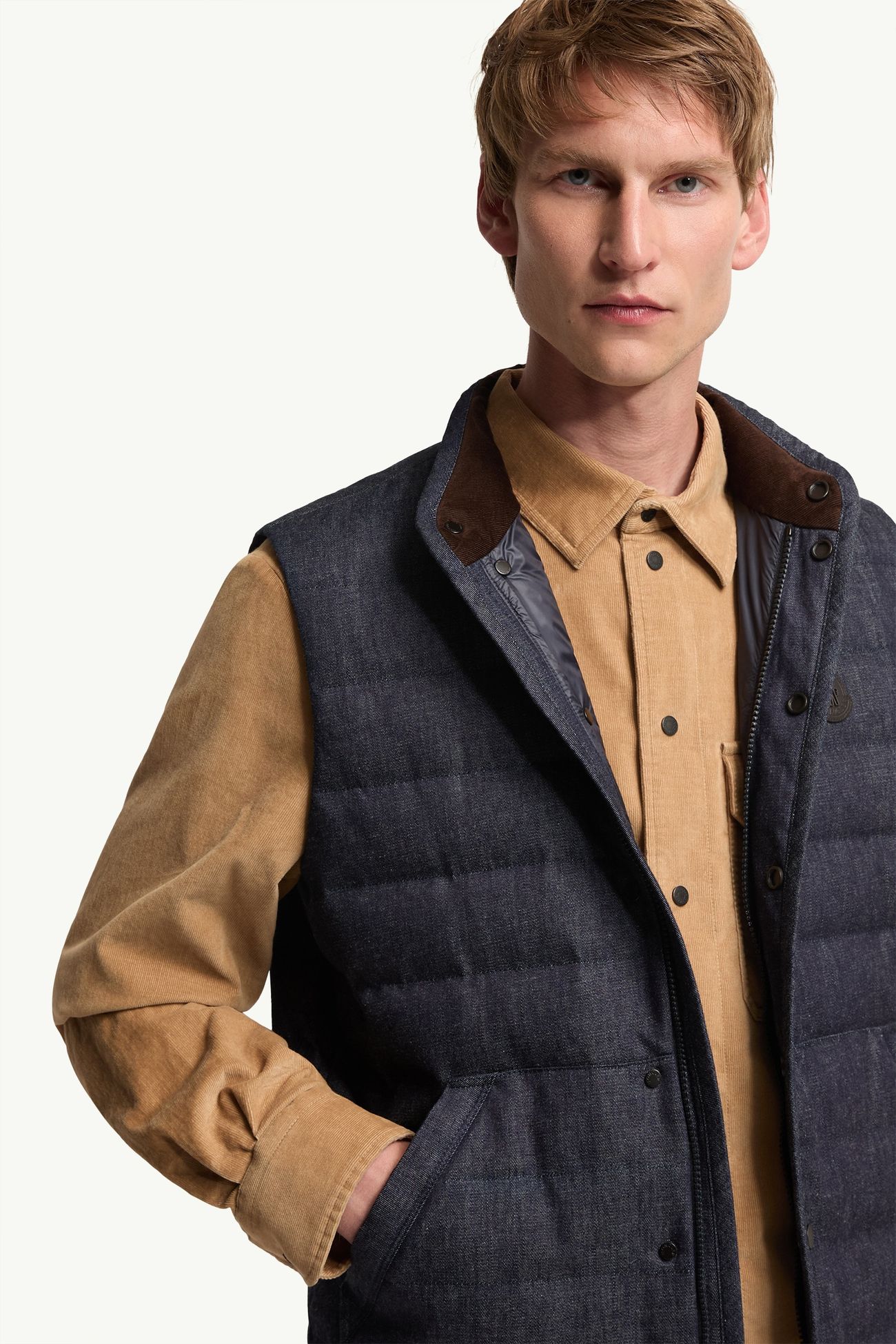 Liorane Denim Down Vest Men Dark Blue Moncler 5