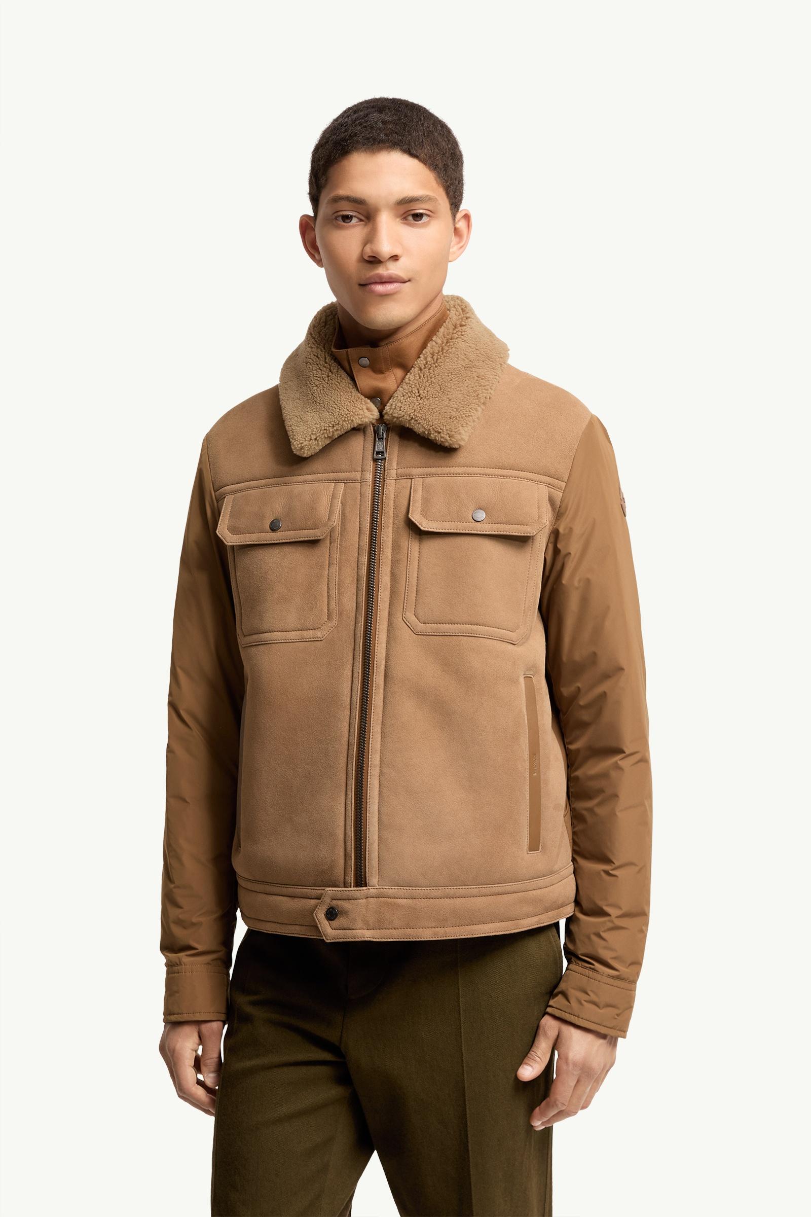 Camel Beige Zerique Shearling & Suede Short Down Jacket - Short