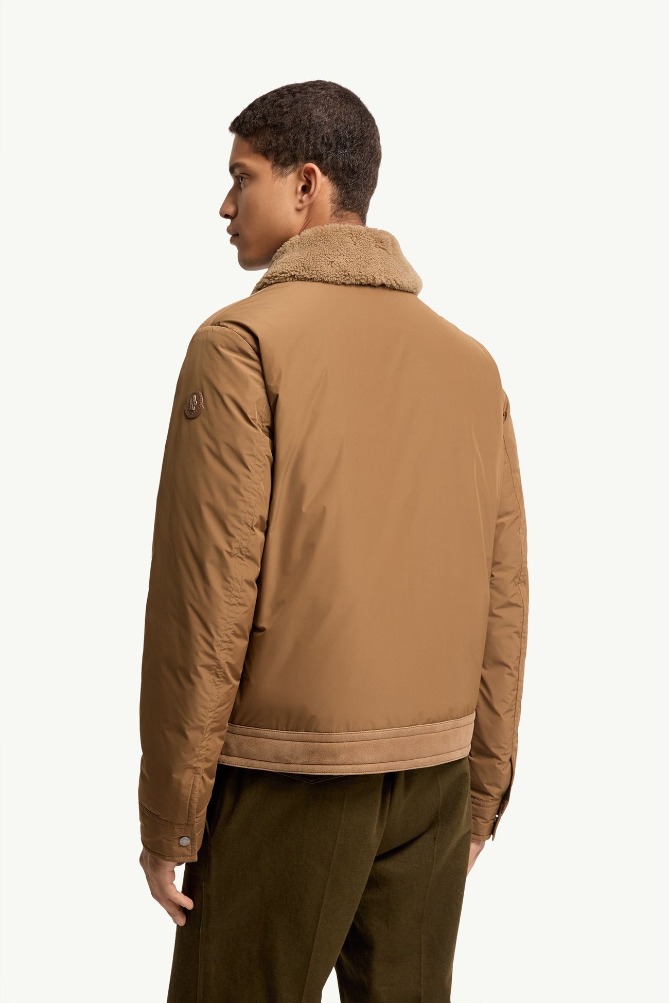 Zerique Shearling & Suede Short Down Jacket Men Camel Beige Moncler 4