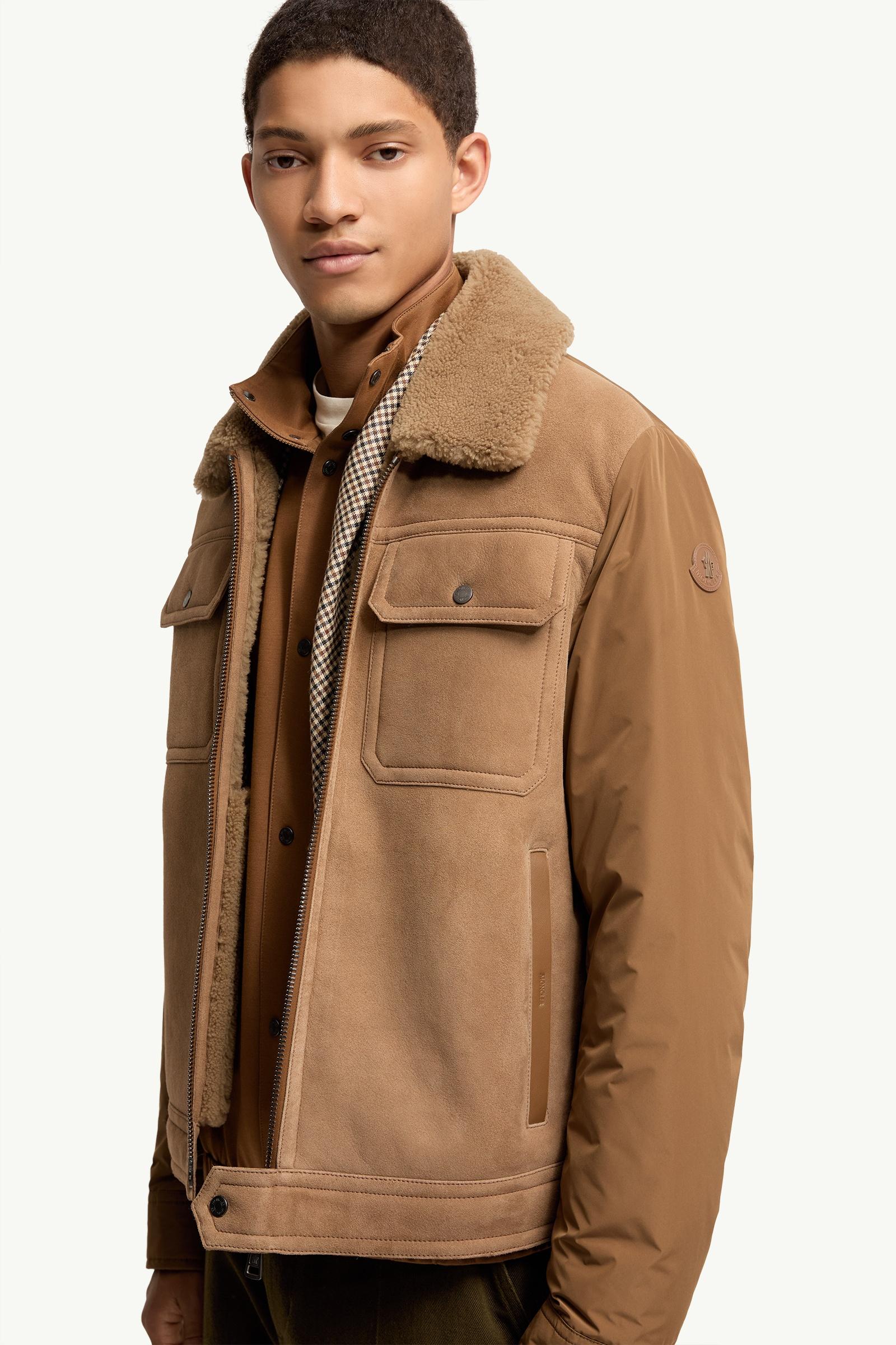 Camel Beige Zerique Shearling & Suede Short Down Jacket - Short