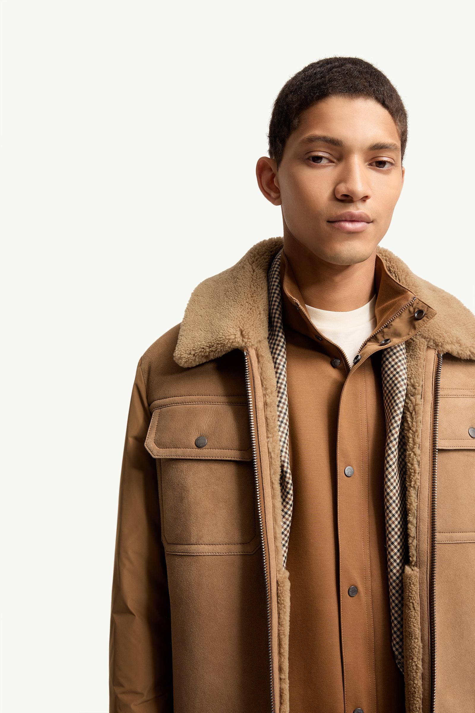 Camel Beige Zerique Shearling & Suede Short Down Jacket - Short