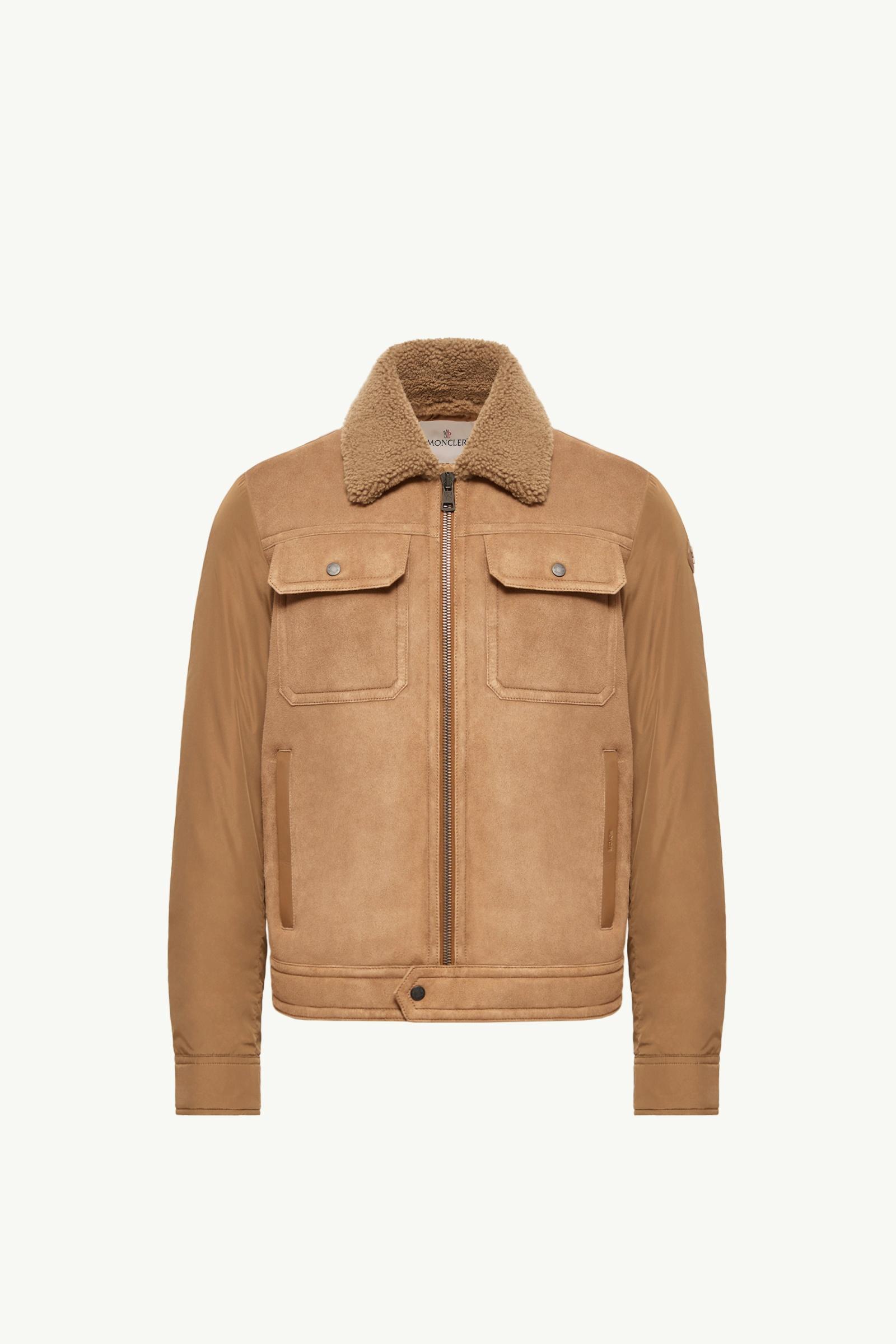 Zerique Shearling & Suede Short Down Jacket Men Camel Beige Moncler, 1 of 0