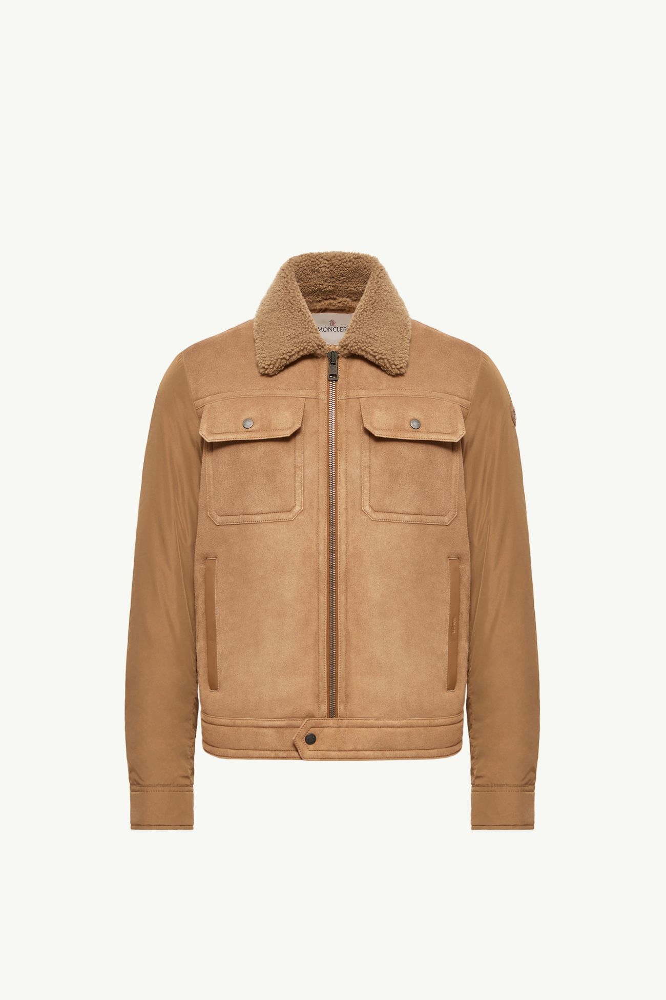 Zerique Shearling & Suede Short Down Jacket Men Camel Beige Moncler 2