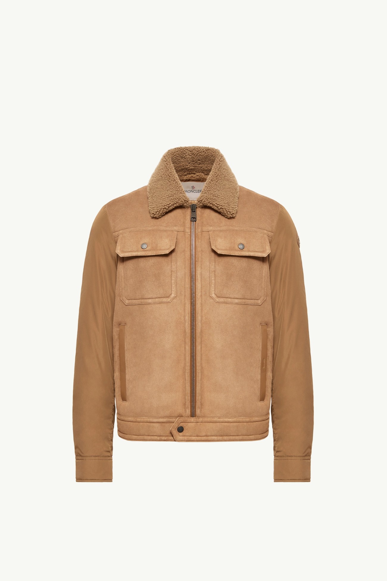 Zerique Shearling & Suede Short Down Jacket Men Camel Beige Moncler 2
