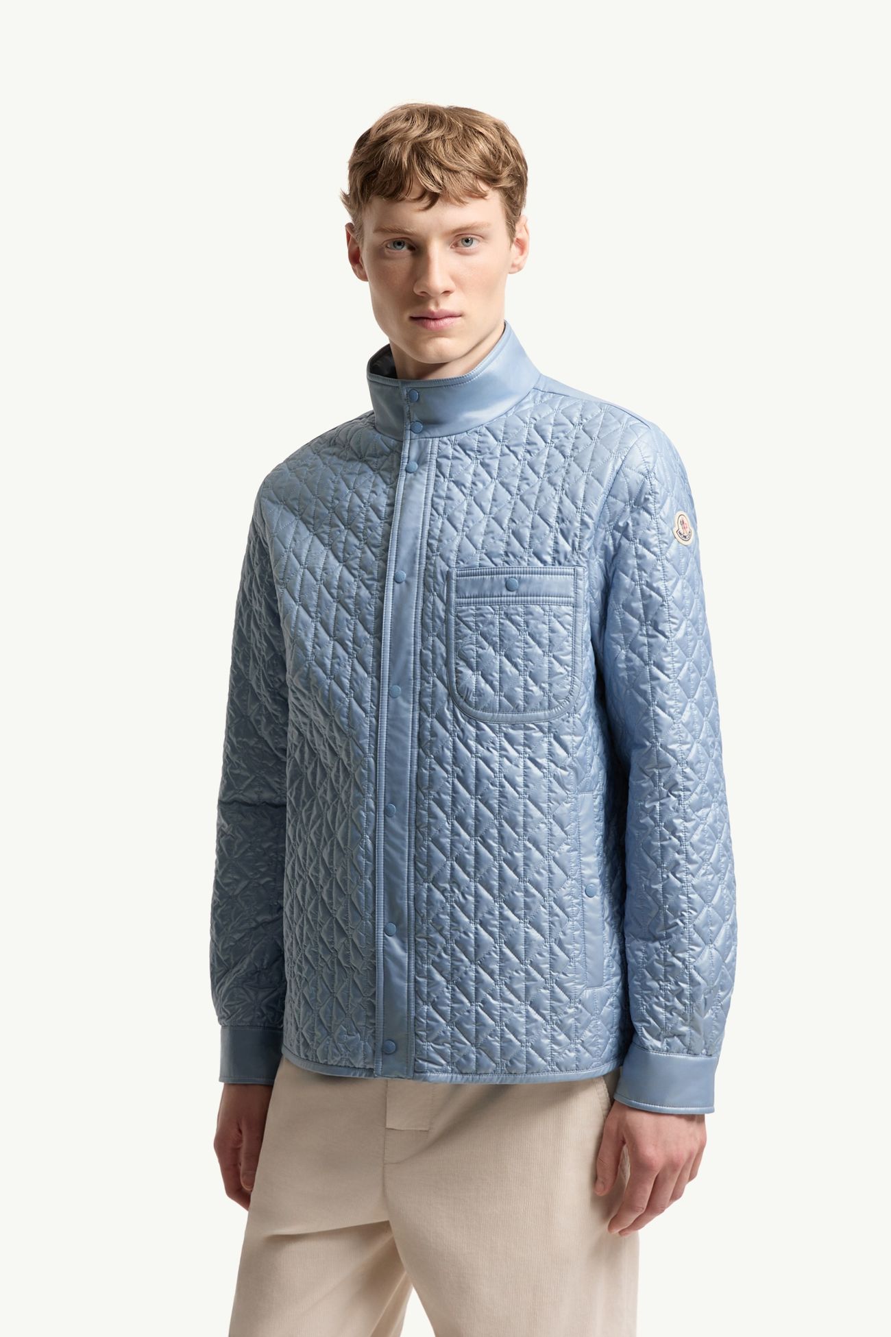 Veste mi-longue Cleorine à matelassage géométrique Hommes Bleu clair Moncler 3