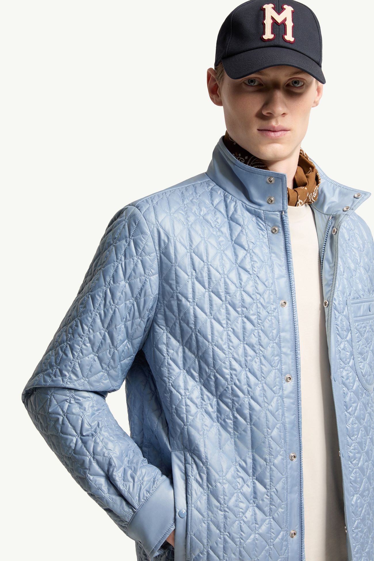 Cleorine幾何絎縫夾層中長外套 男士 淺藍色 Moncler 5