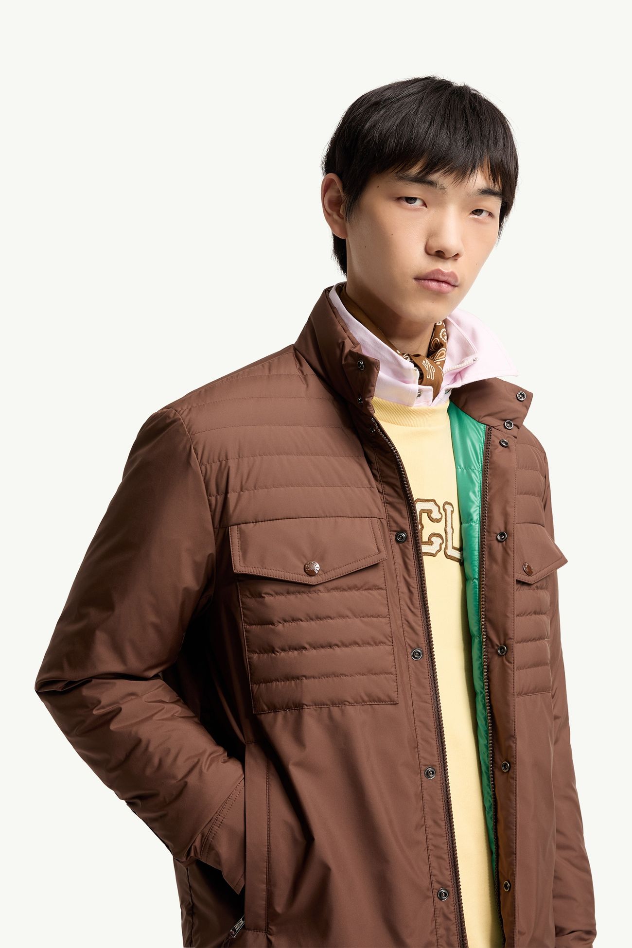 Vnorviane mittellange Daunenjacke Herren Braun Moncler 5