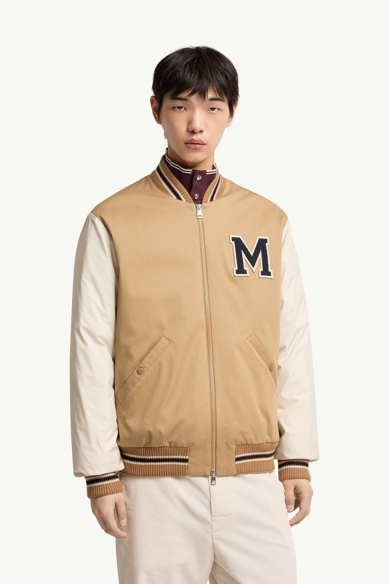 Oreane男士棉质混纺羽绒棒球夹克外套 男士 米色 & 白色 Moncler 3