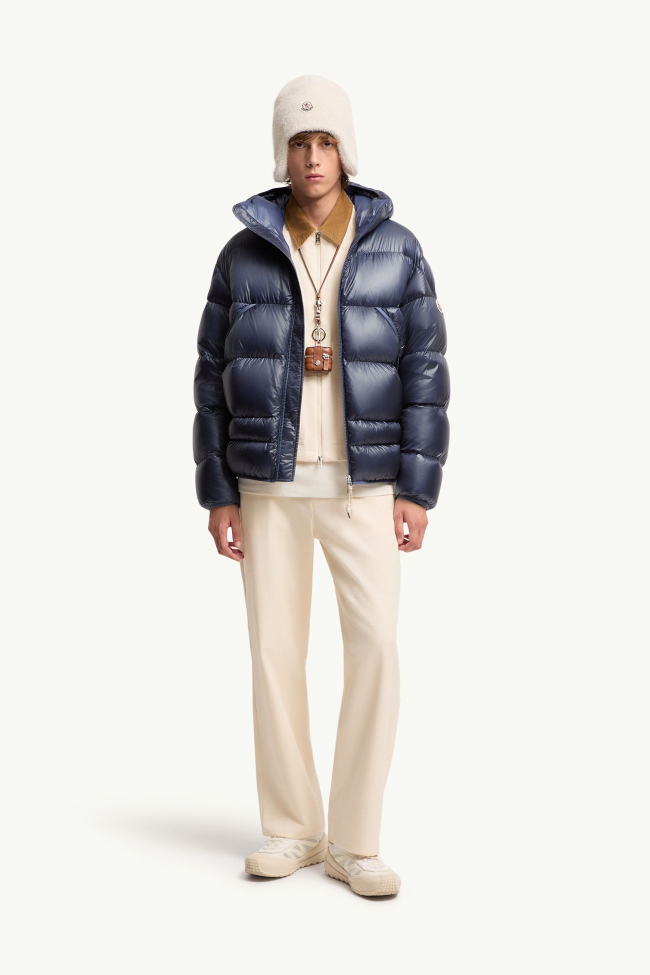 Anapo Hooded Mid-Length Down Jacket Men Dusty Blue Moncler 0