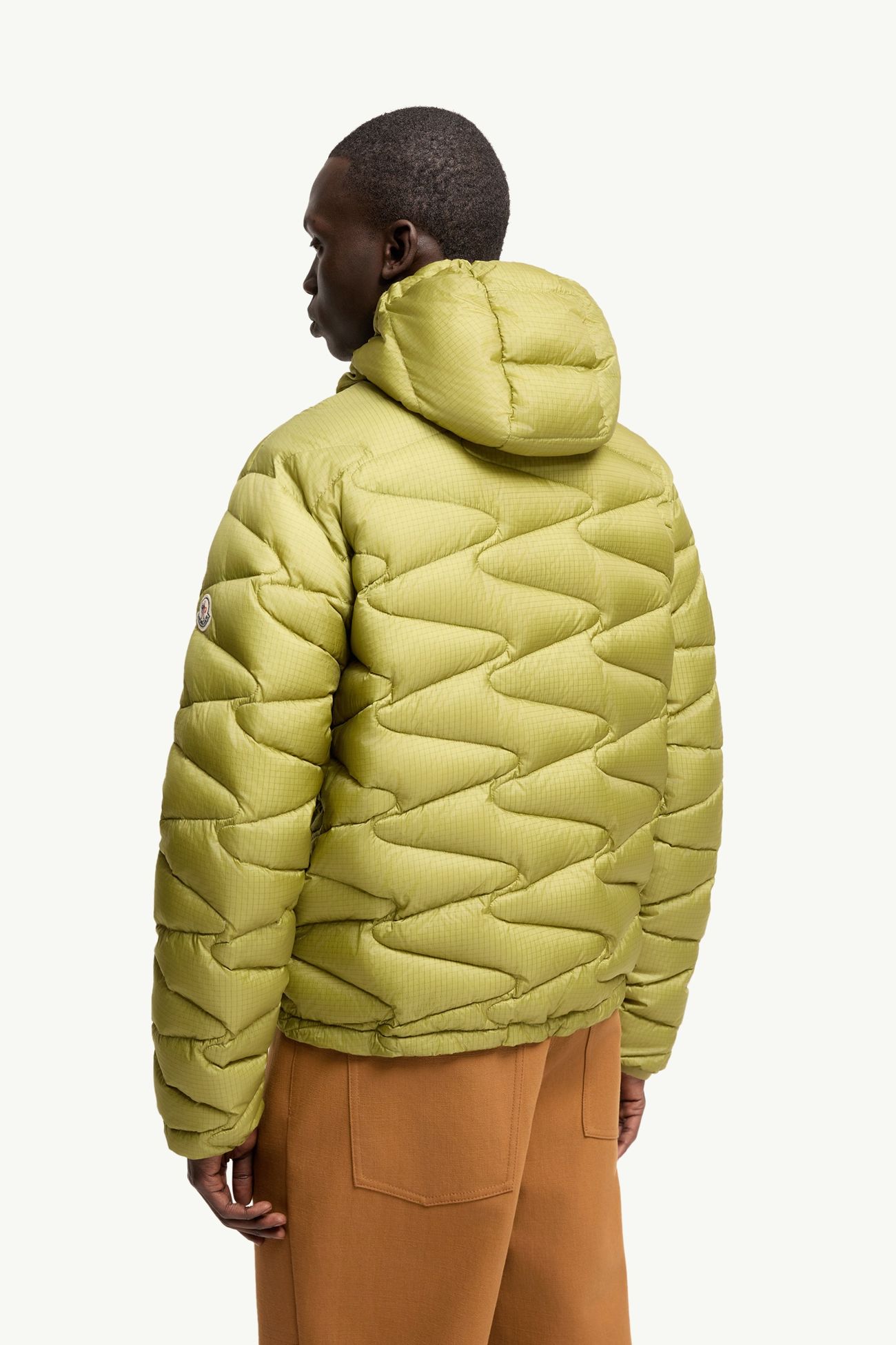 Tidone 후드 웨이브 퀼팅 쇼트 다운 재킷 남성 라임 그린 Moncler 4
