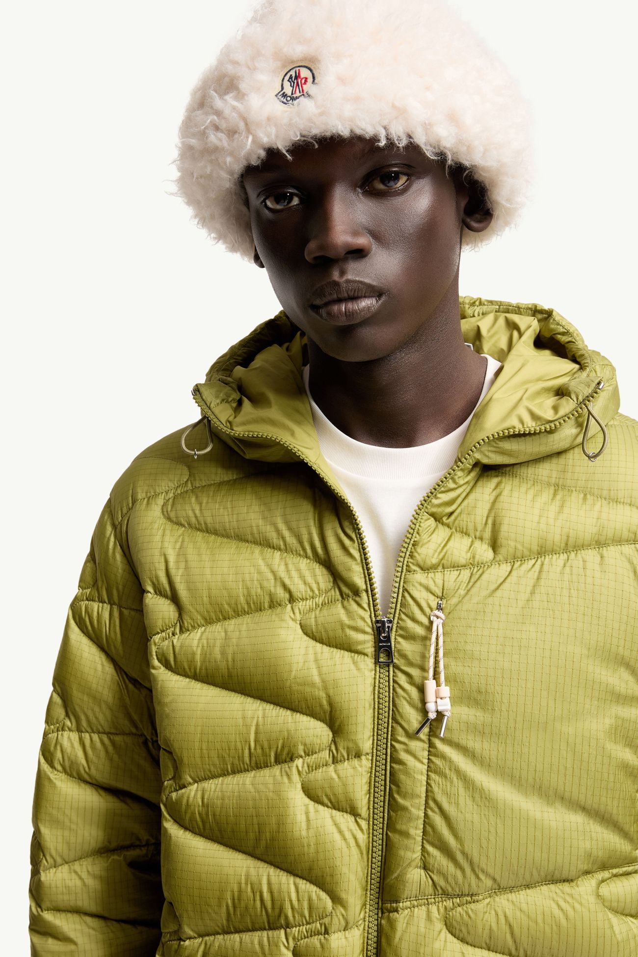 Tidone Hooded Wave Quilted Short Down Jacket Men Lime Green Moncler 6