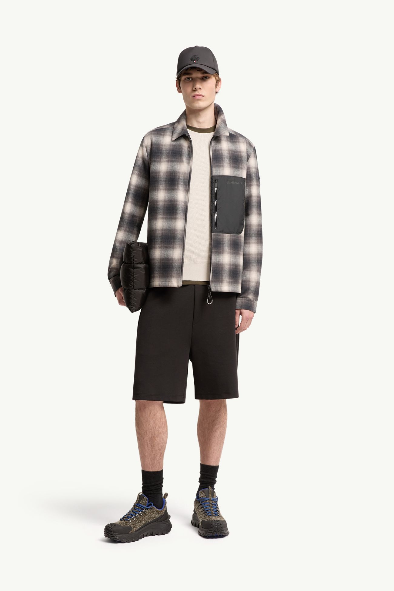 Giacca camicia imbottita in cotone Cornisello Uomo Nero & Bianco Moncler 0