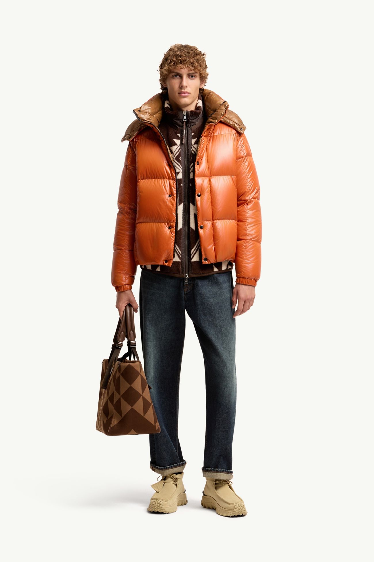 Doudoune courte à capuche Parana Hommes Orange Moncler 0