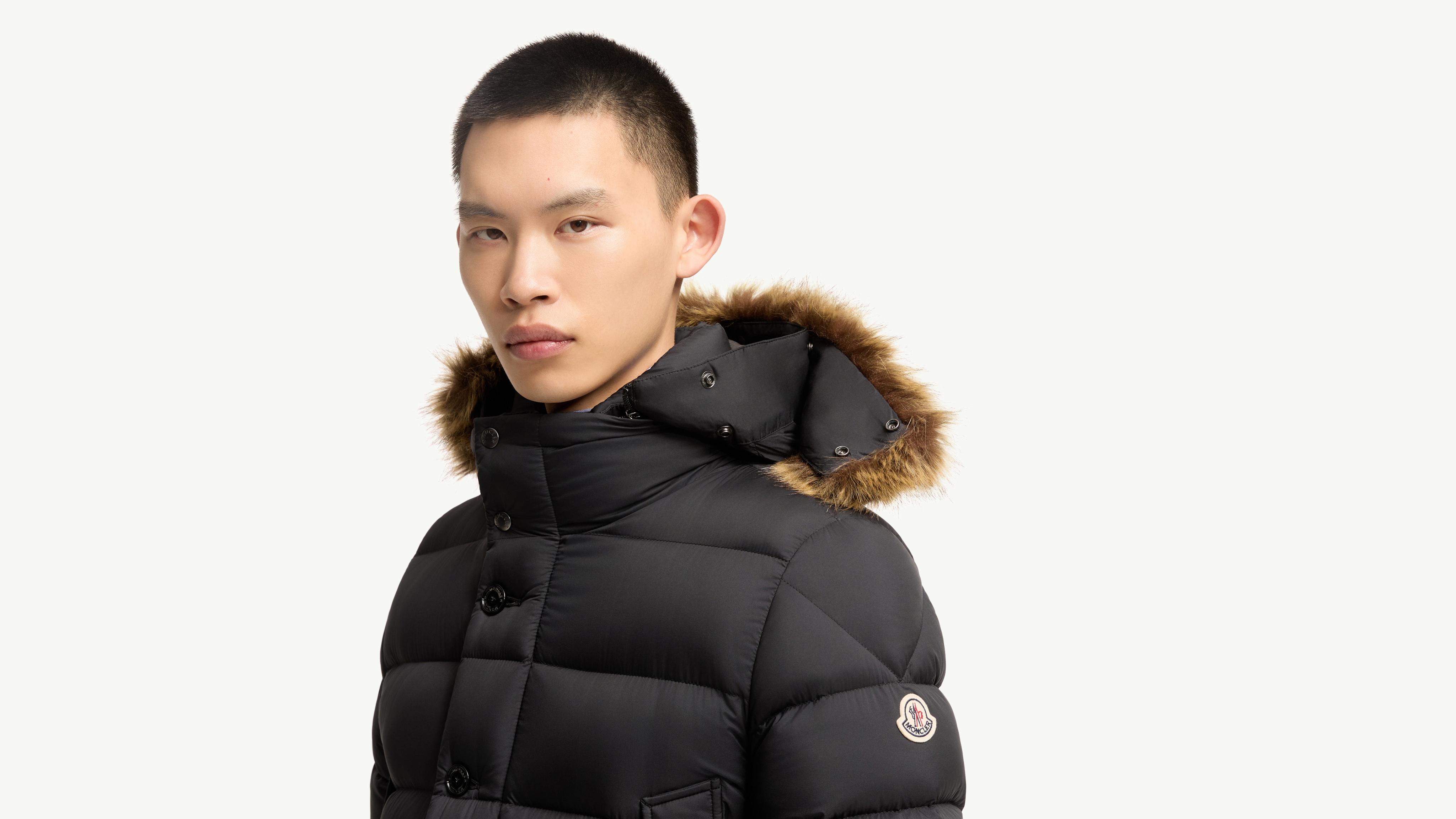 Black Clunye Hooded Mid-Length Down Jacket - Long Down Jackets for
