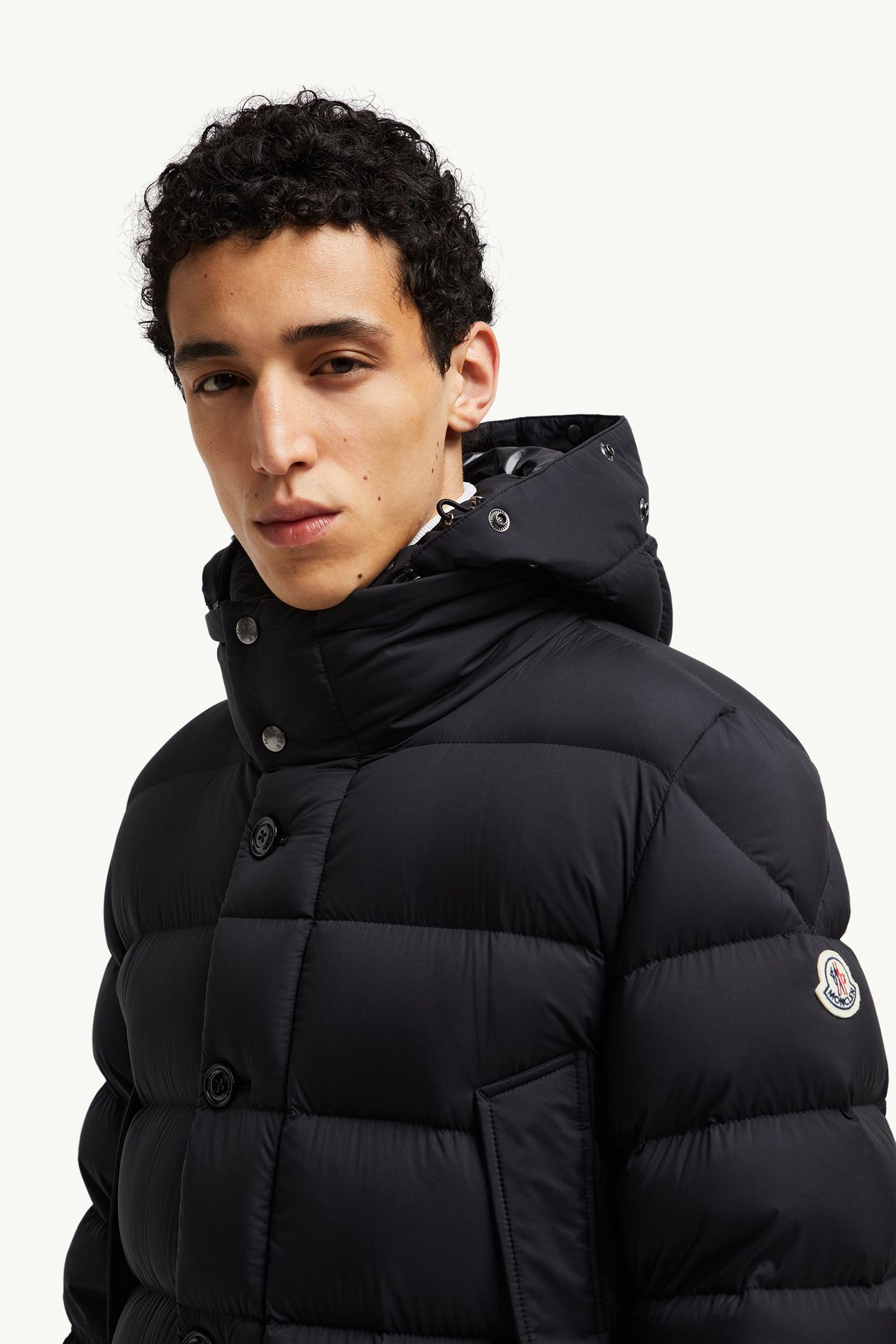 Piumino midi Clunye con cappuccio Uomo Nero Moncler 1