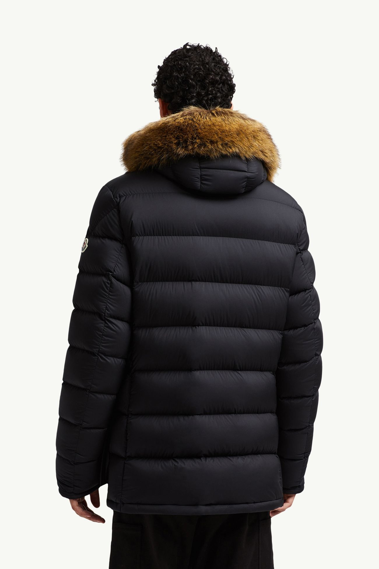 Clunye 후드 미디 길이 다운 재킷 남성 블랙 Moncler 4