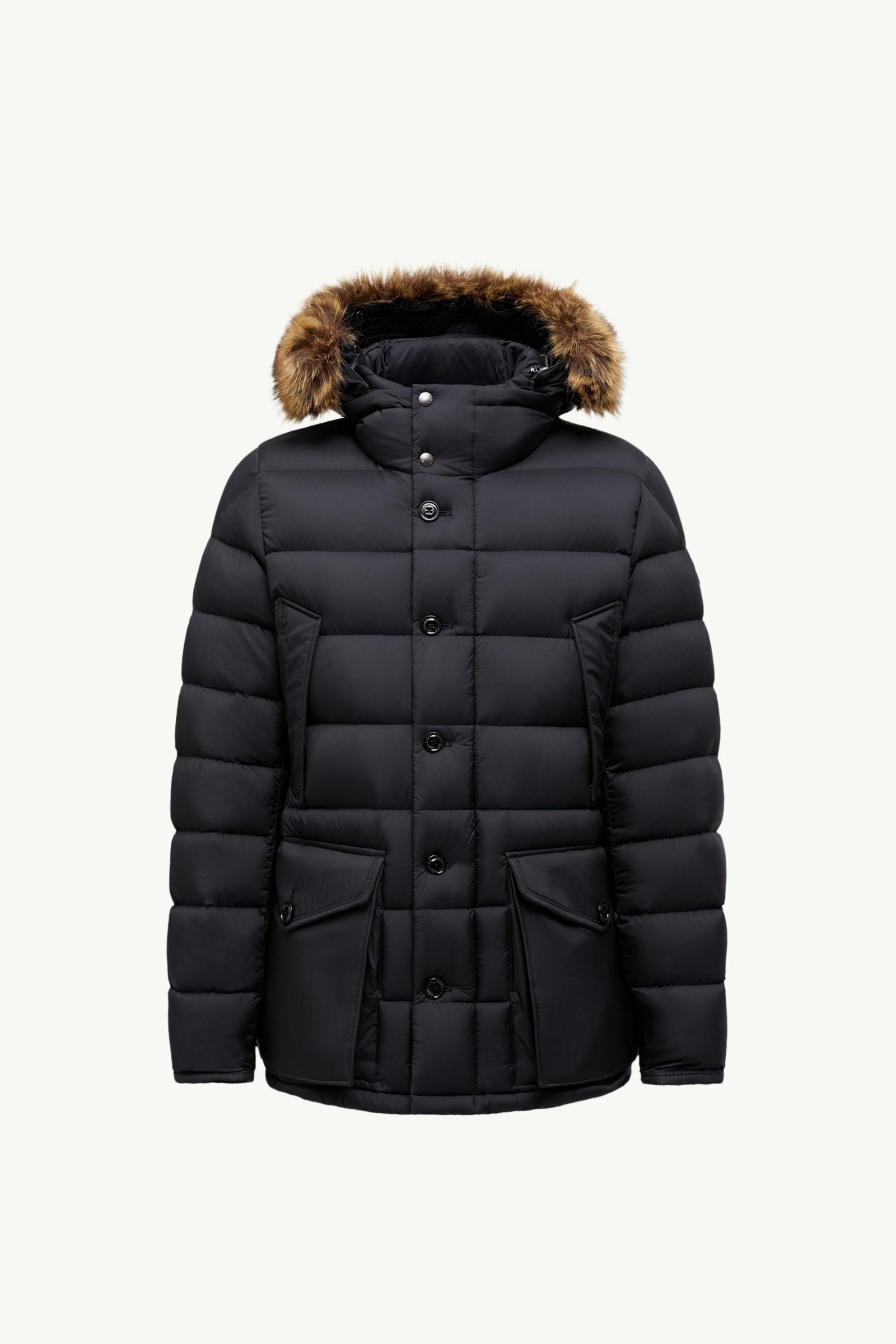 Clunye Hooded Mid-Length Down Jacket Men Black Moncler