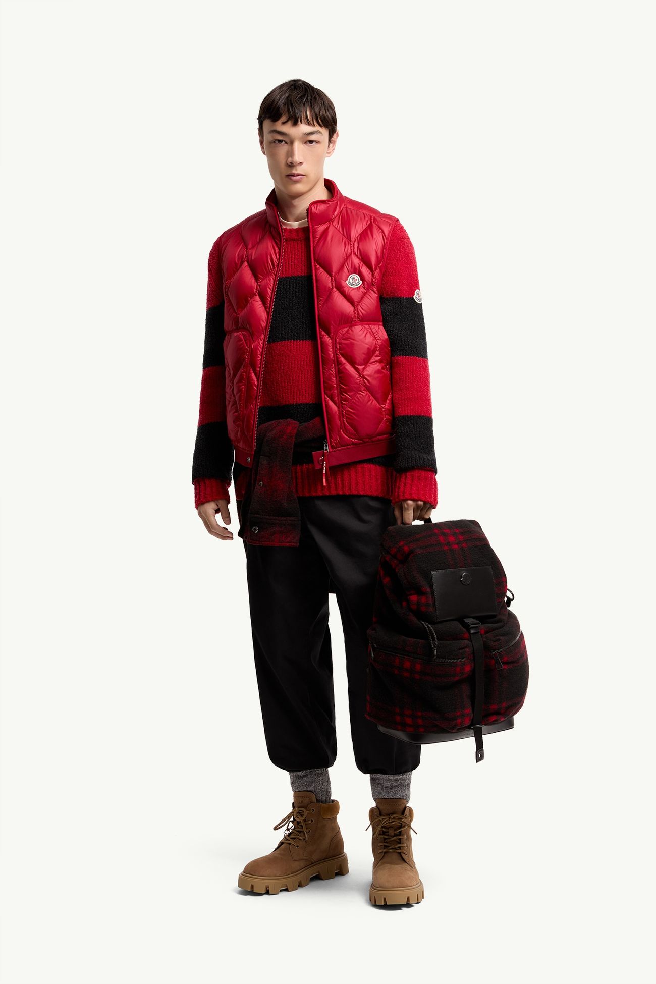 Erelia菱形絎縫羽絨背心 男士 深紅色 Moncler 0