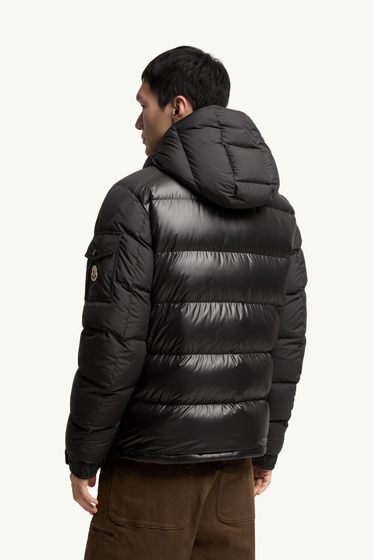 Moncler Maya Hooded Short Down Jacket Men Metallic Black Moncler 4