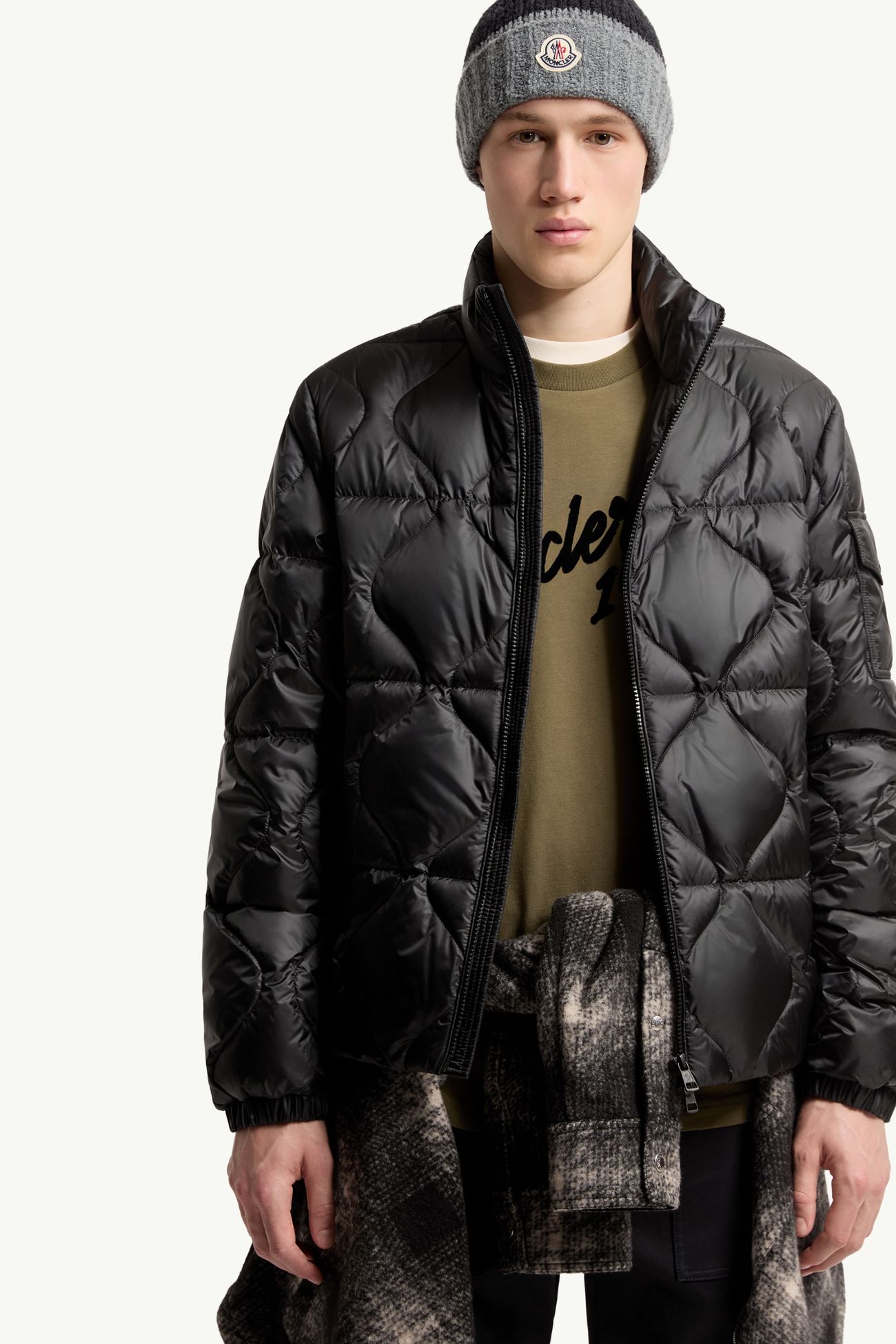 Asurel幾何絎縫短身羽絨外套 男士 黑色 Moncler 5
