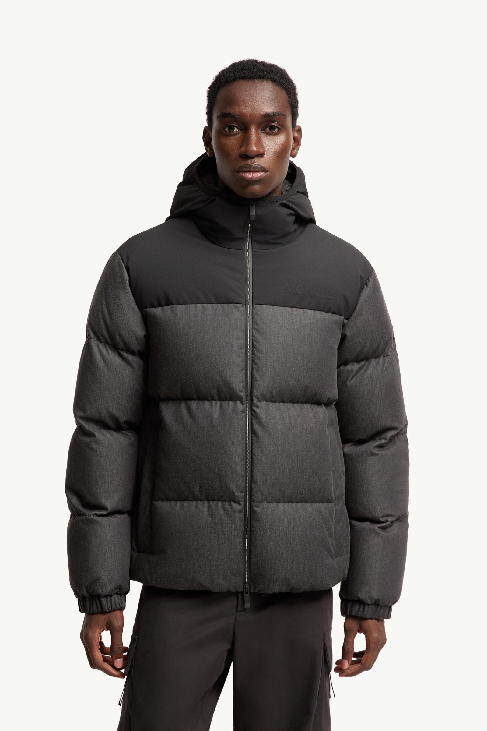 Black Oulojoki Hooded Mid-Length Down Jacket - Short Down Jackets