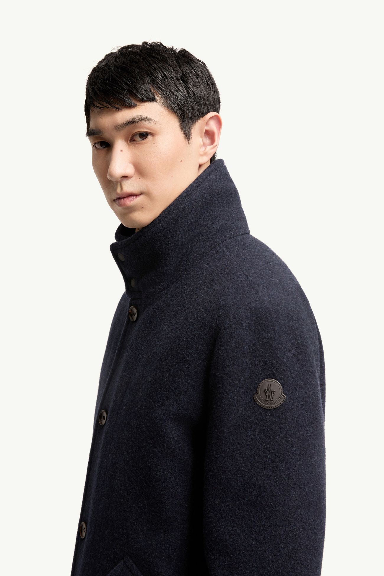 Panyol Short Wool Down Jacket Men Navy Blue Moncler 1