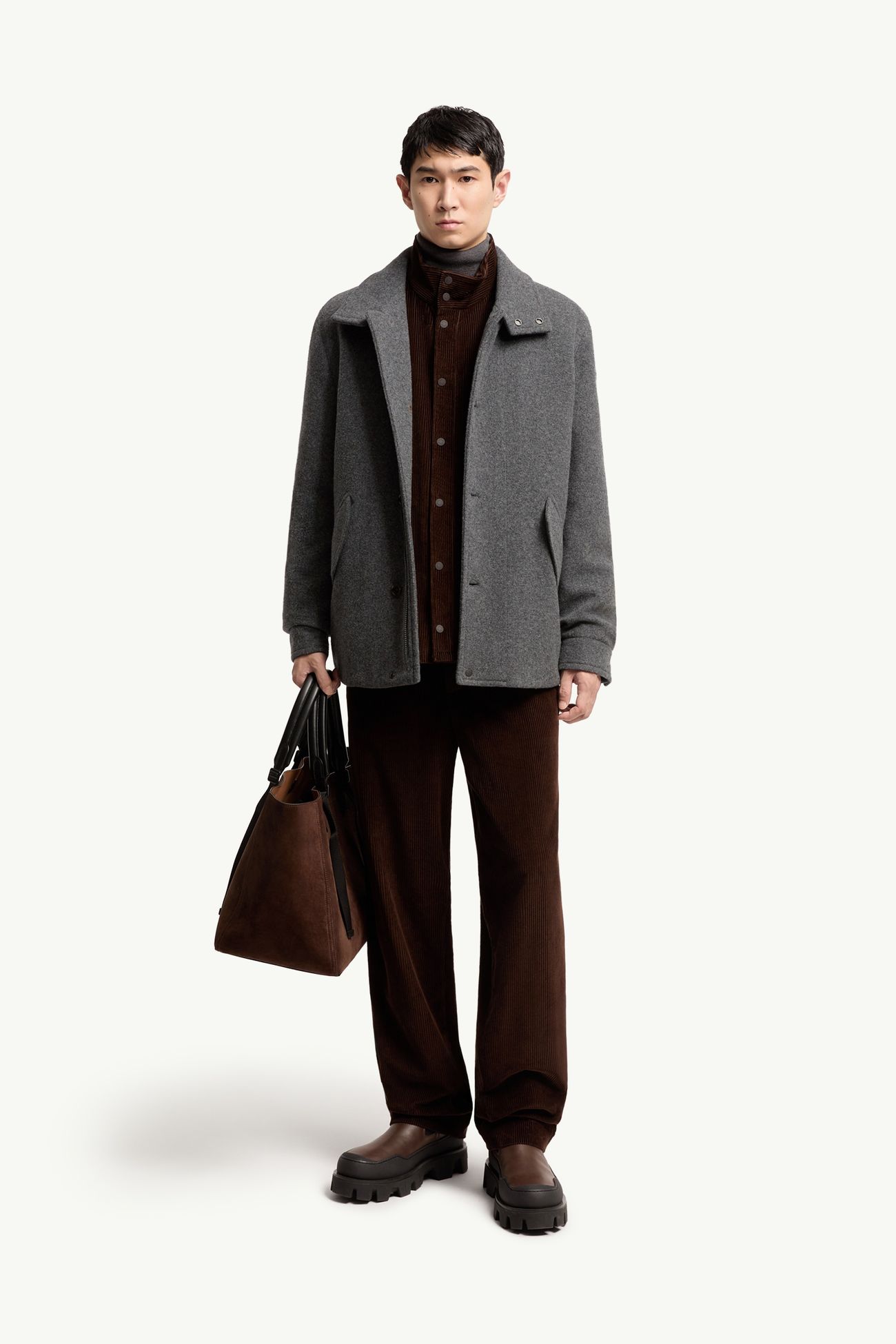Piumino corto Panyol in lana Uomo Grigio Scuro Moncler 0