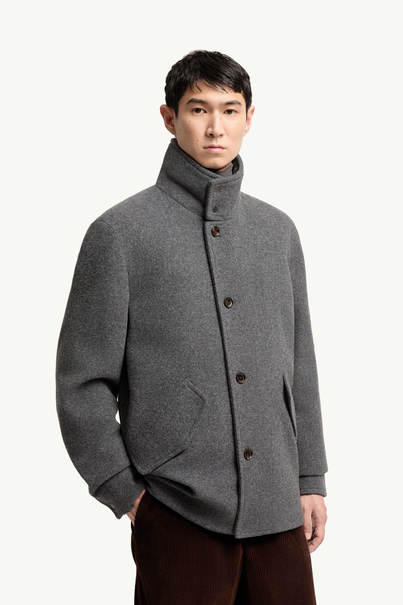 Dark Grey Panyol Short Wool Down Jacket - Short Down Jackets for