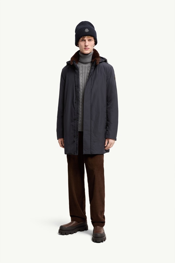 Parka plumífero larga con capucha Okefen Hombre Azul marino Moncler 0