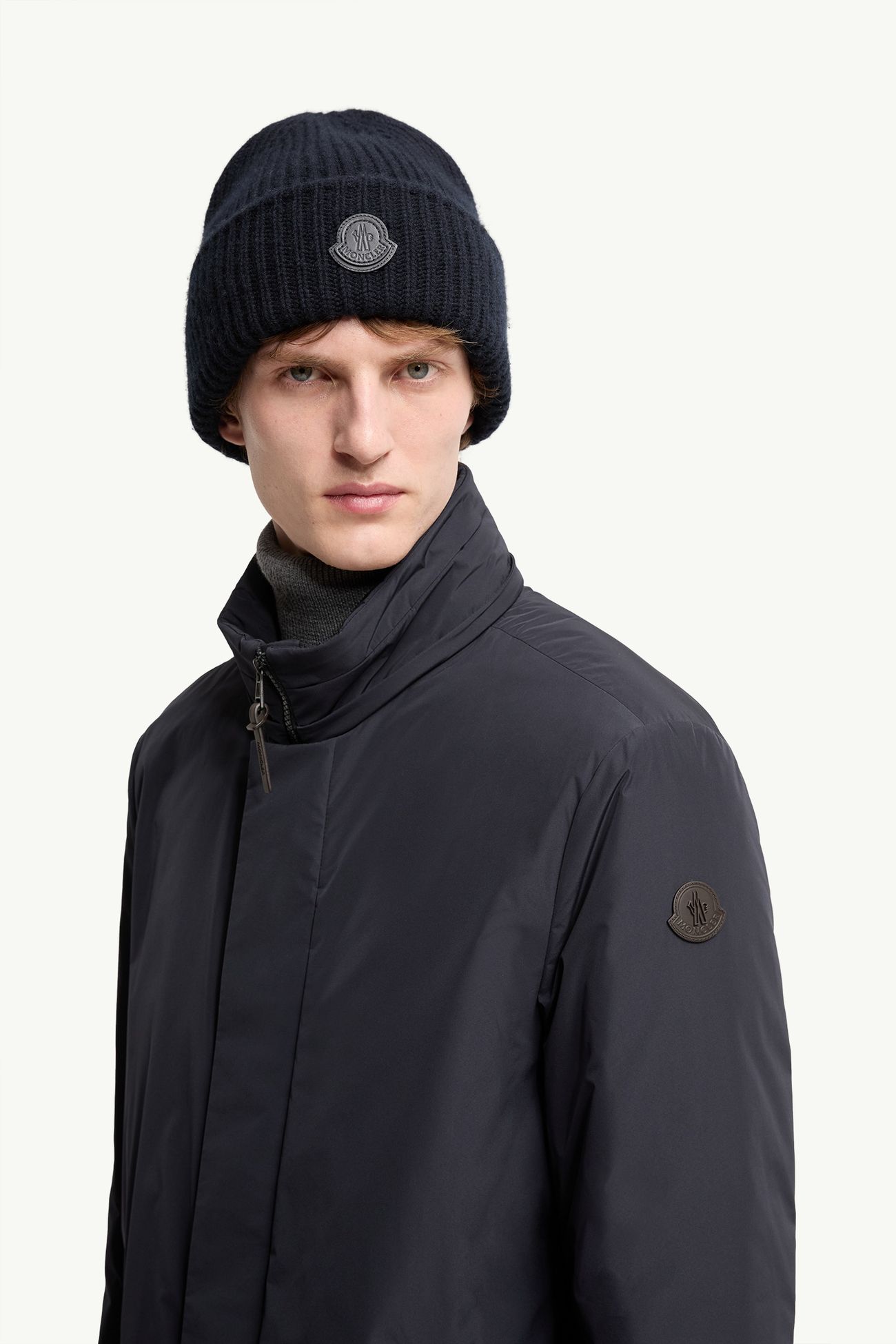 Okefen男士连帽长款羽绒派克大衣 男士 海军蓝色 Moncler 1