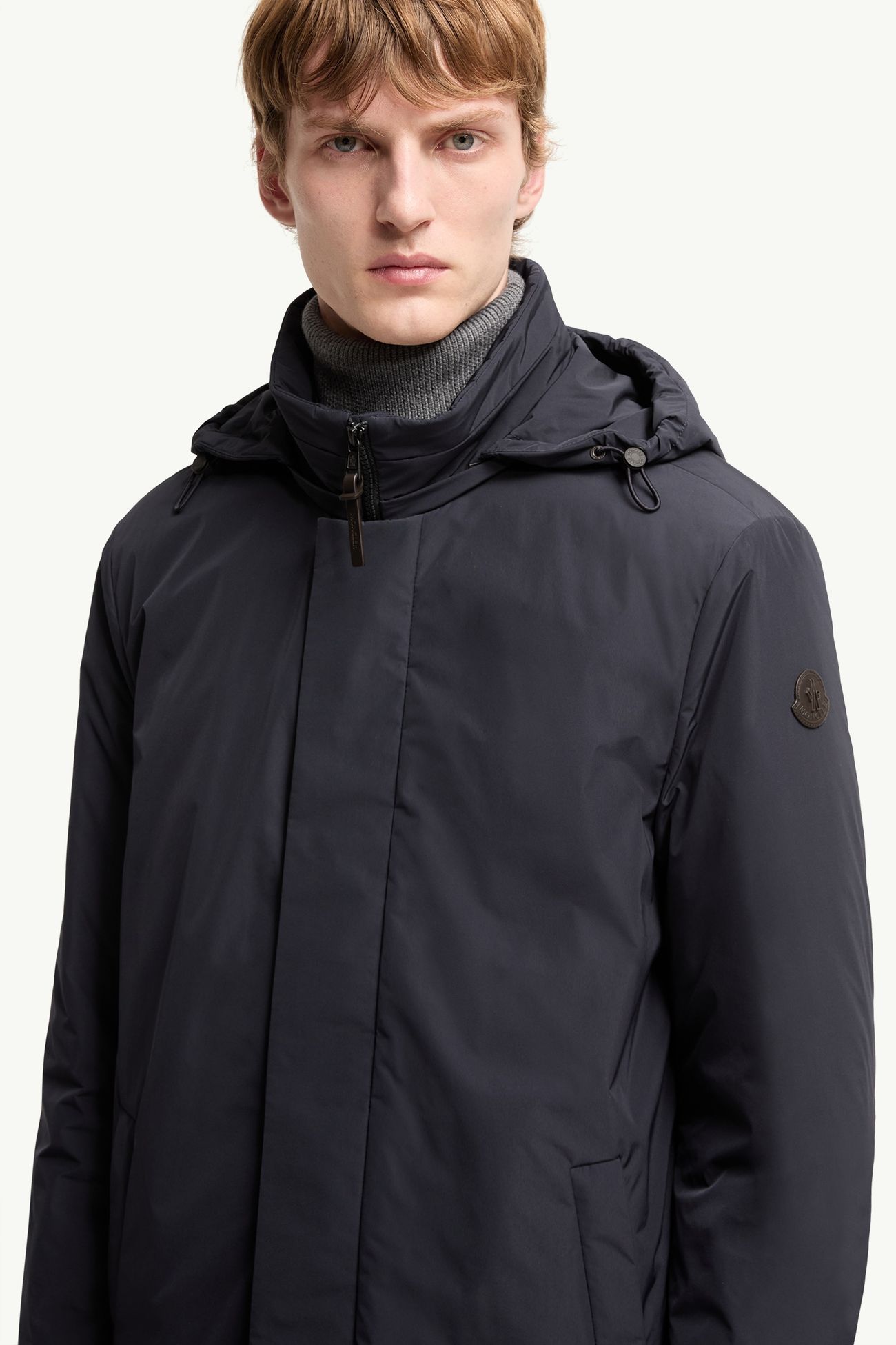 Okefen Hooded Long Down Parka Jacket Men Navy Blue Moncler 5