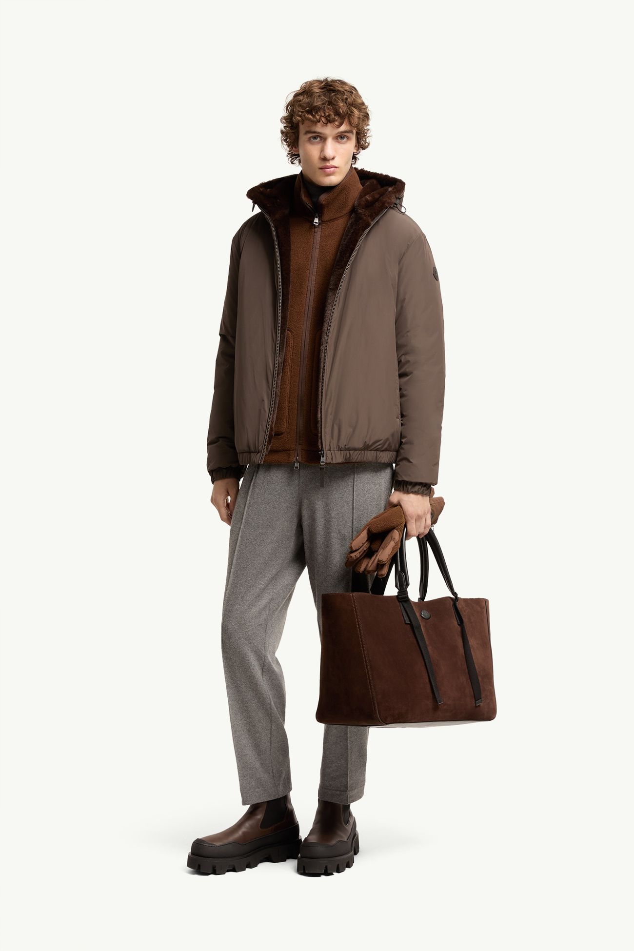 Zambood連帽短身羽絨外套 男士 啡色 Moncler 0