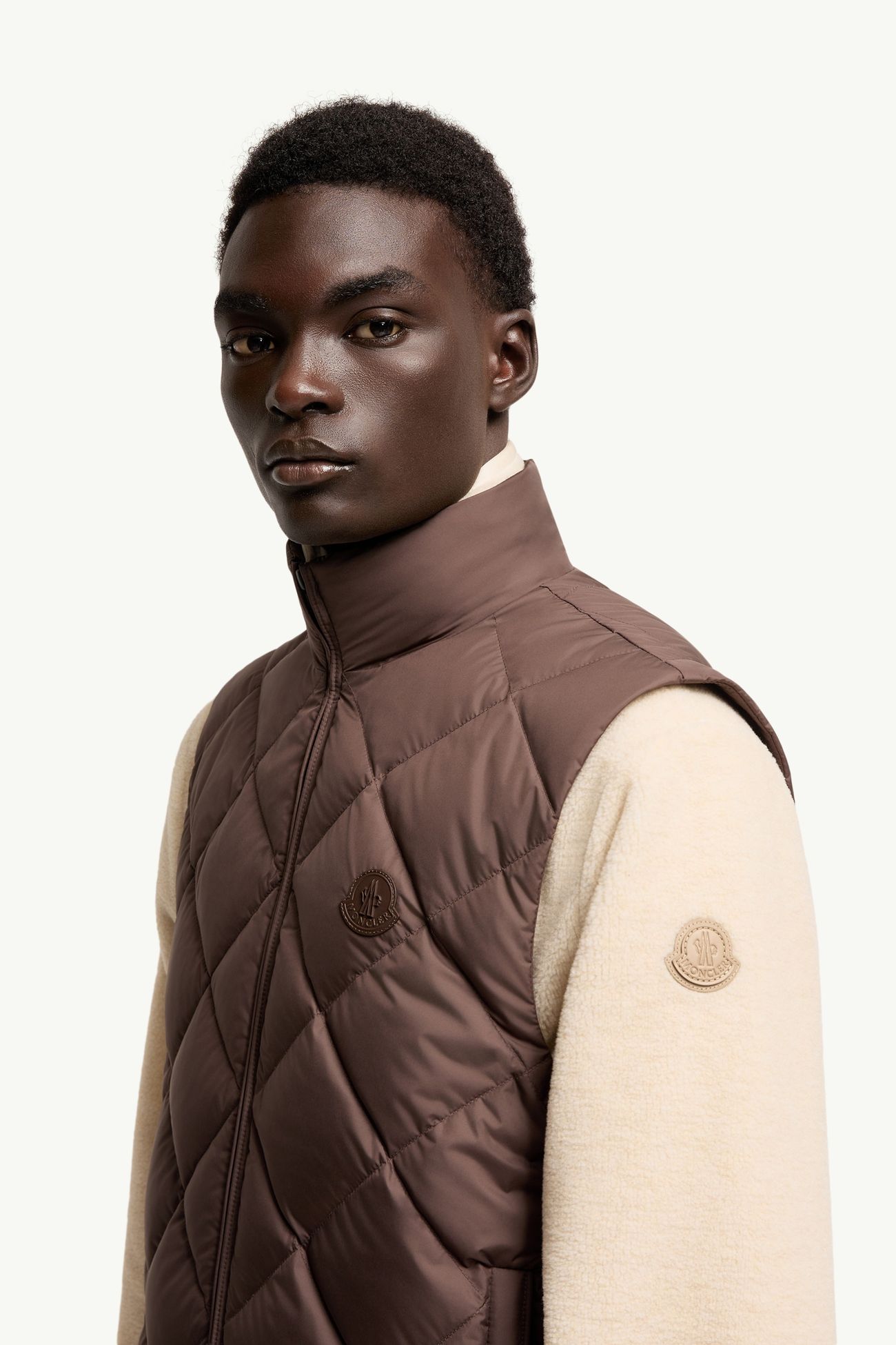 Chobe Diamond Quilted Down Vest Men Brown Moncler 1