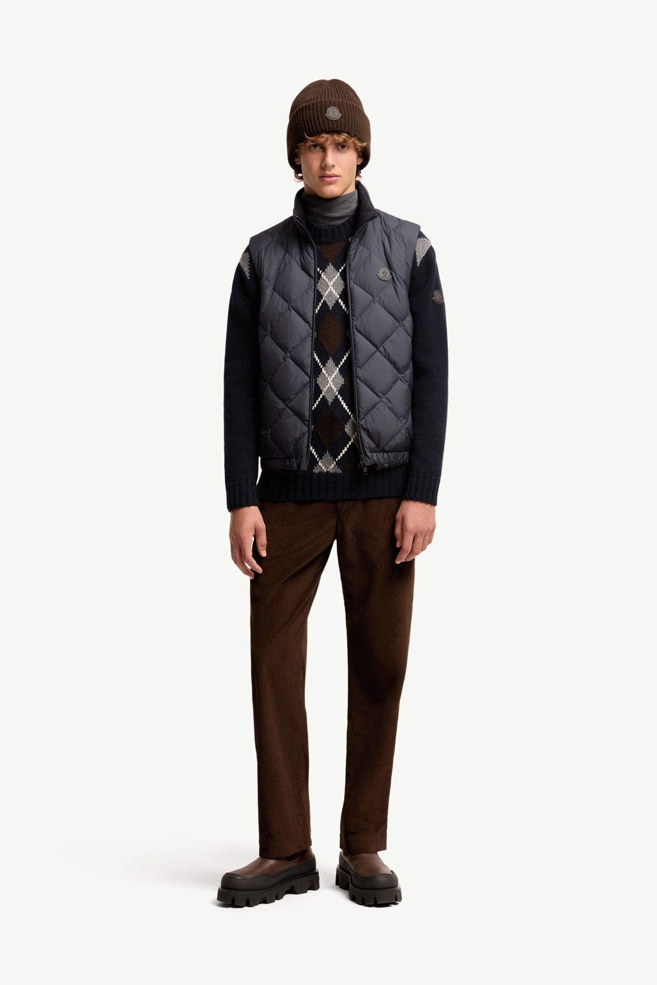 Chobe菱形絎縫羽絨背心 男士 深藍色 Moncler 0
