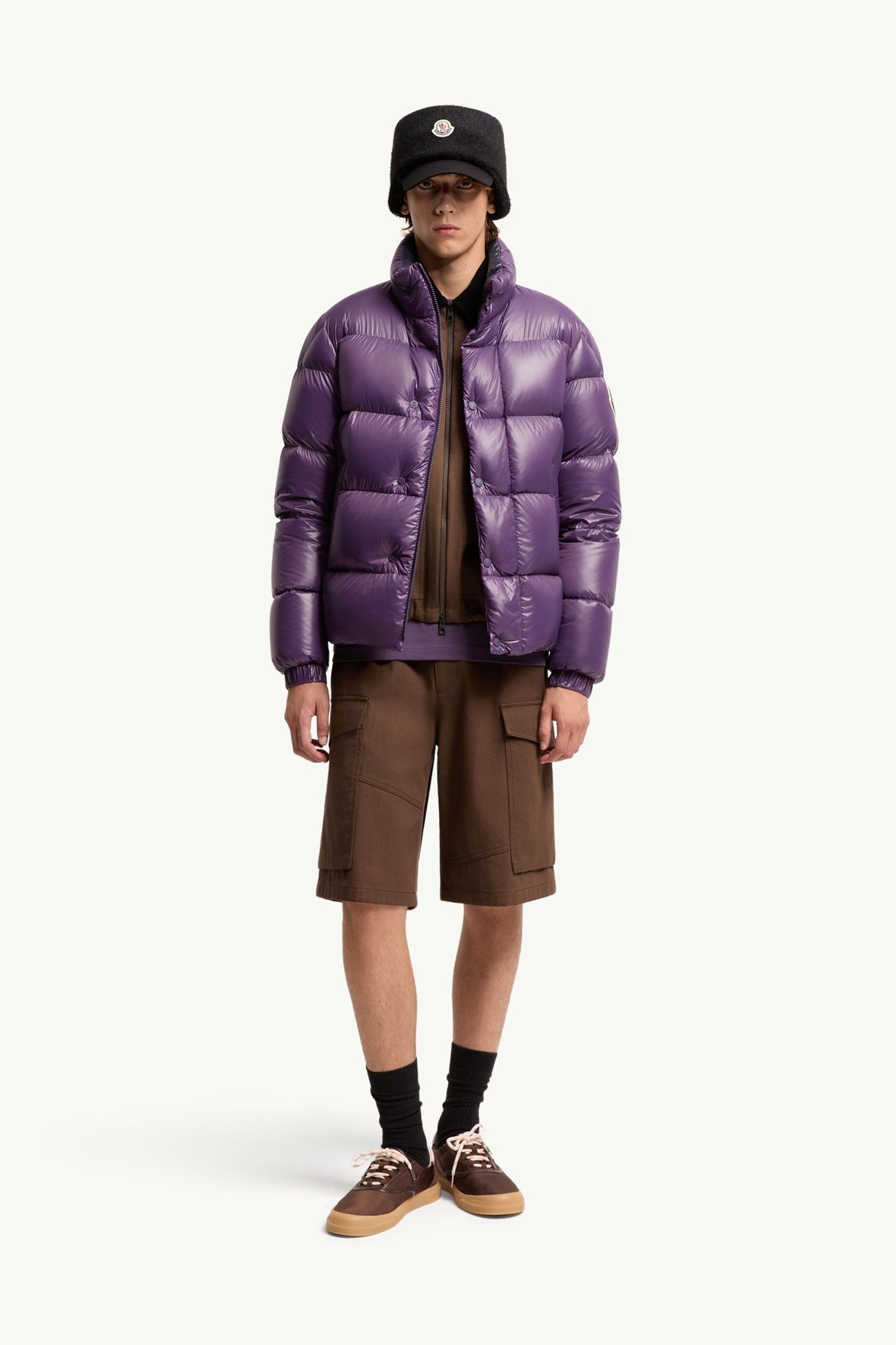 Piumino corto Bendola in laqué Uomo Viola Moncler 0