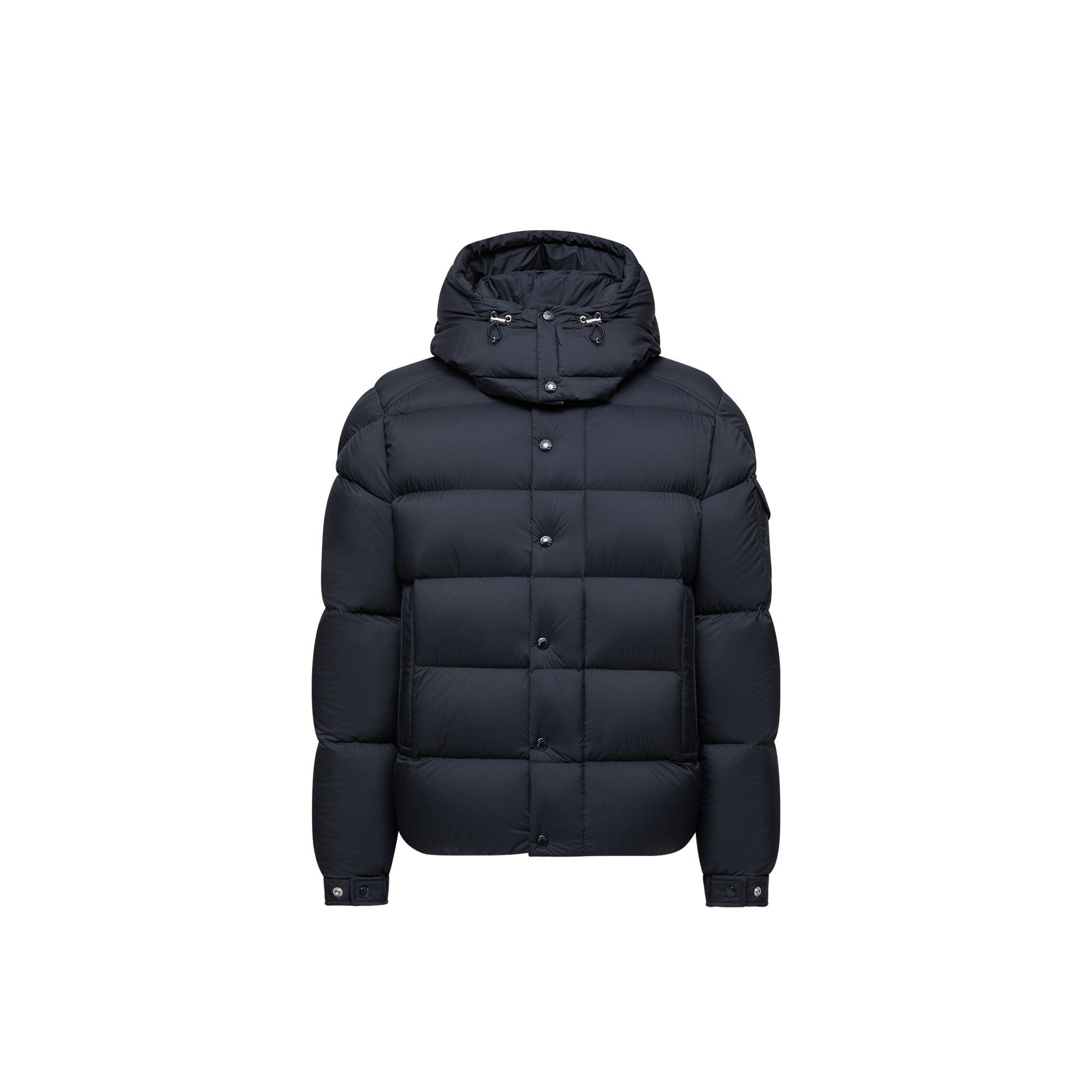 Moncler   Maya 70 Hooded Short Down Jacket for Men in Blue, Size: 34