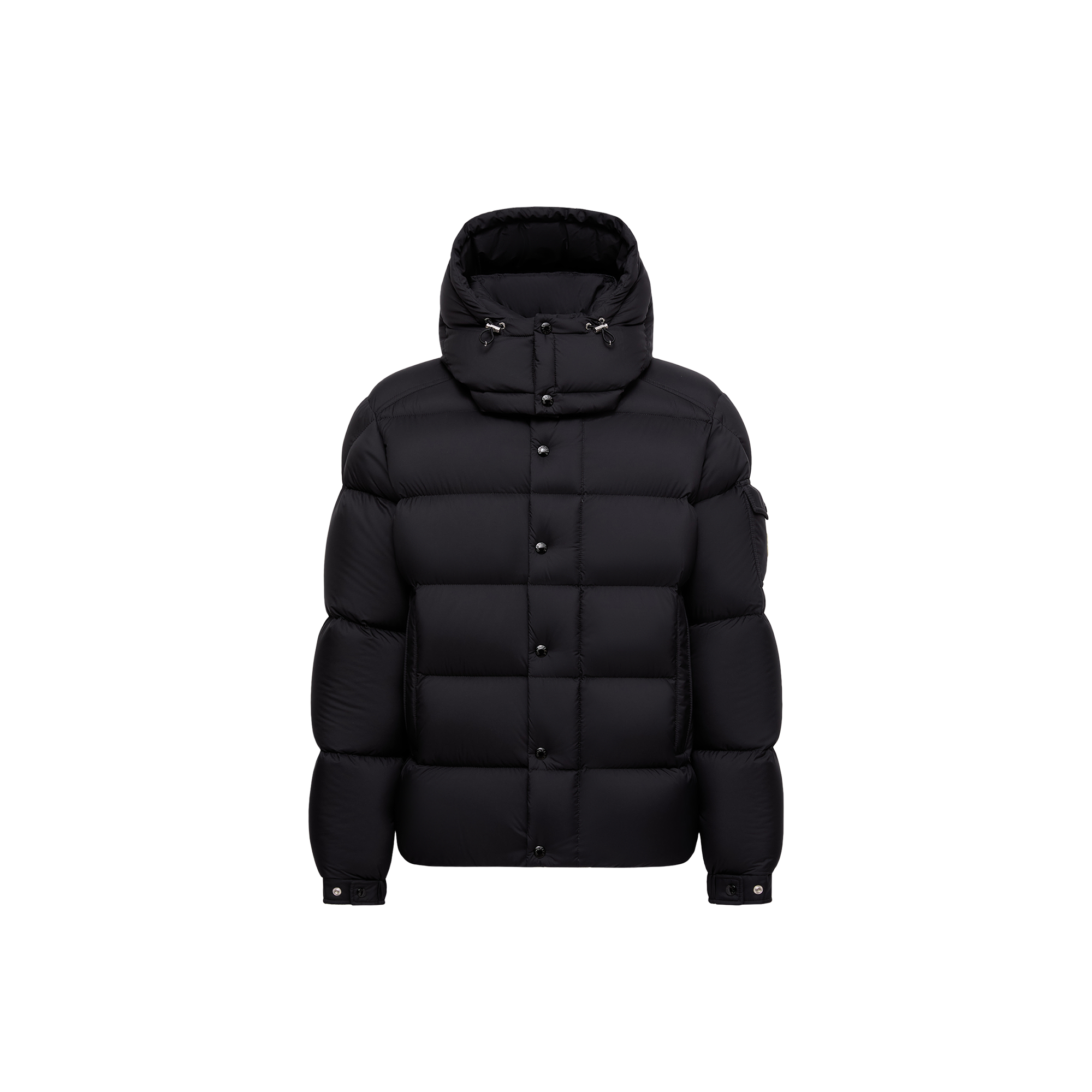 Moncler   Maya 70 Hooded Short Down Jacket for Men in Black, Size: 46