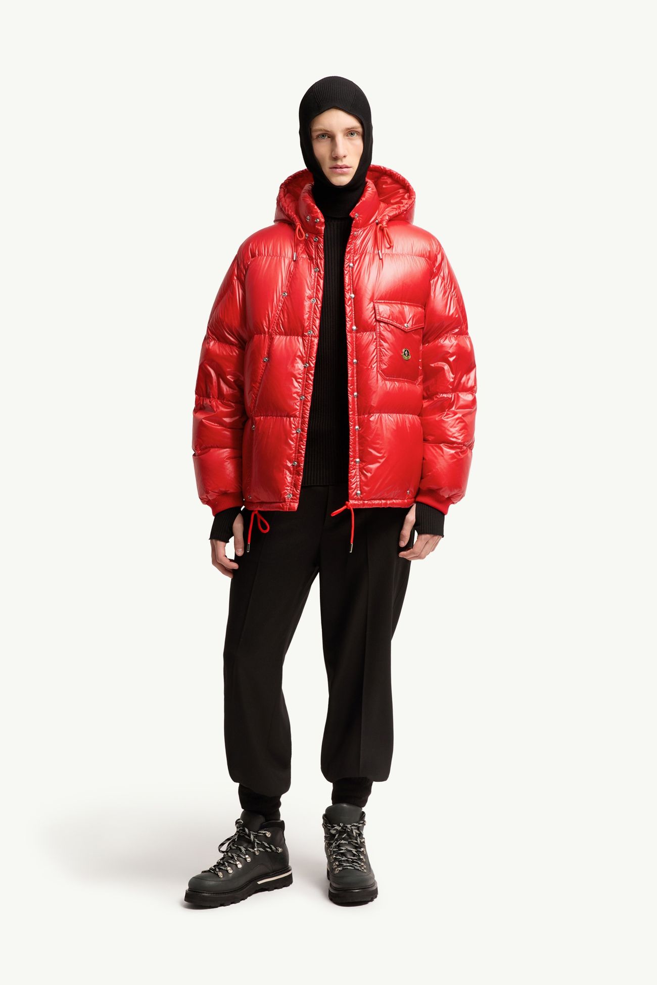 Piumino corto Karakorum con cappuccio Uomo Rosso Moncler 0
