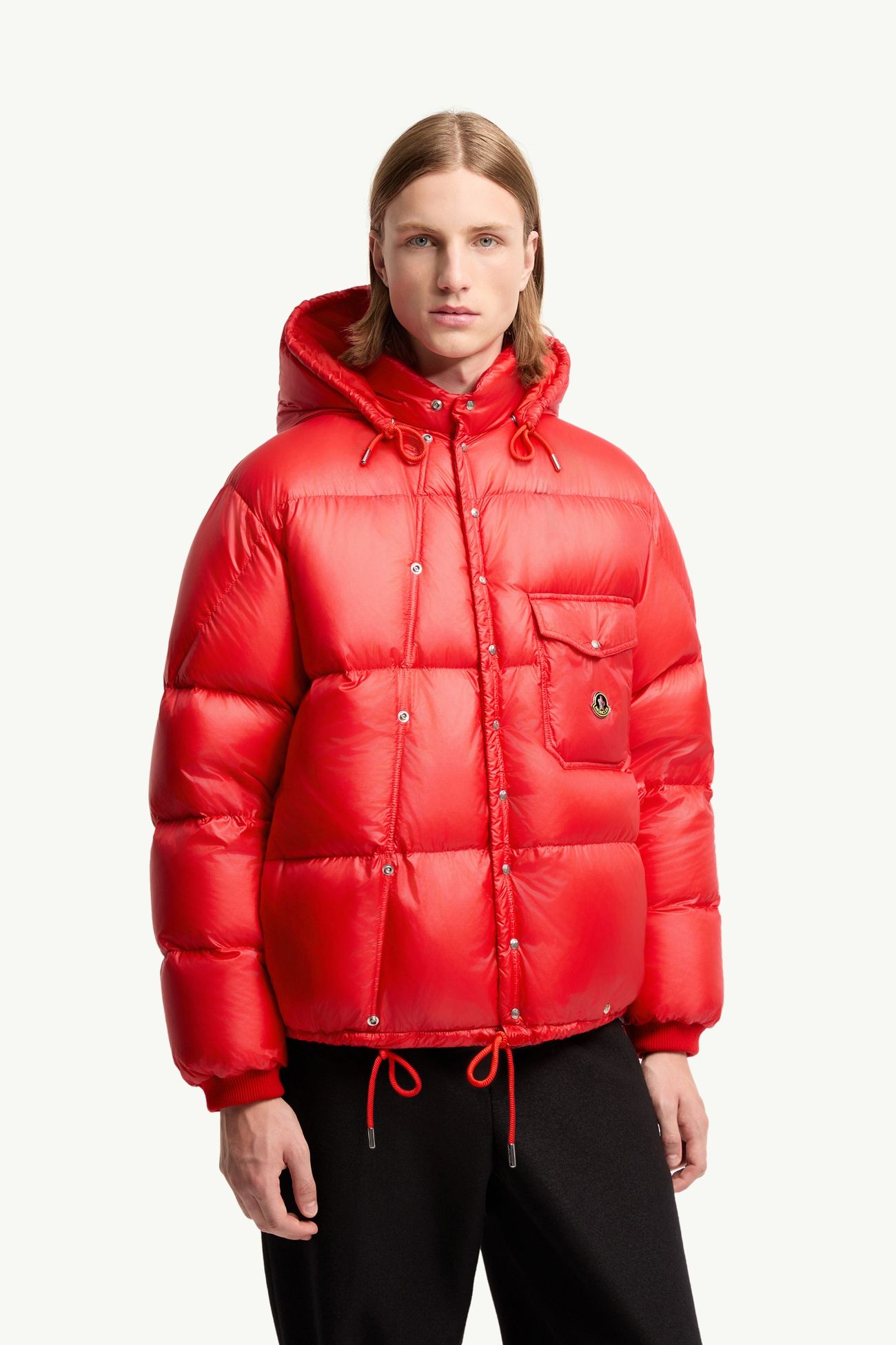 Karakorum Hooded Short Down Jacket Men Red Moncler 3