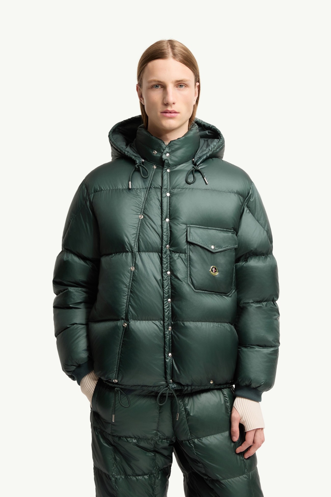 Karakorum Hooded Short Down Jacket Men Dark Green Moncler 3