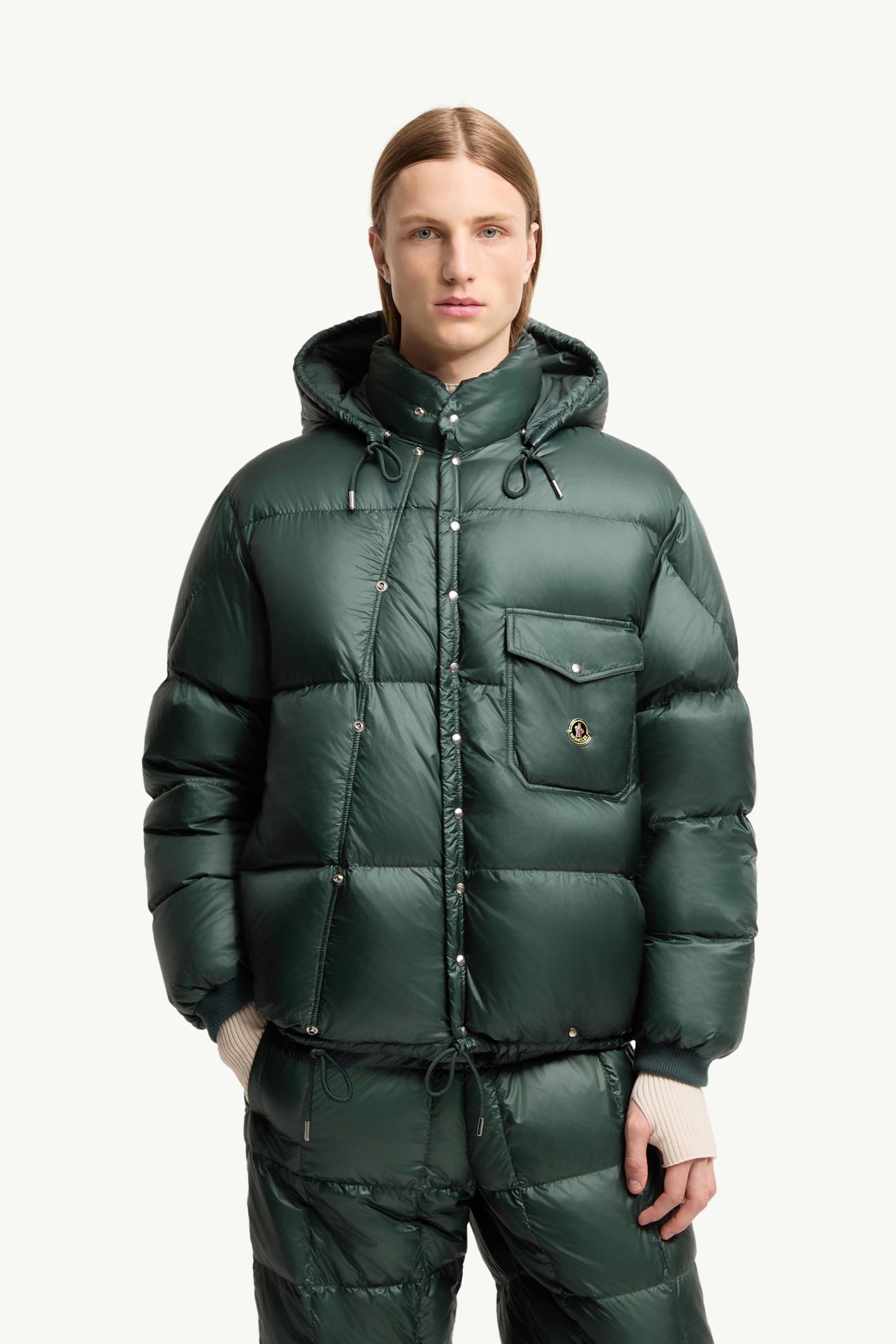 Plumífero corto con capucha Karakorum Hombre Verde Oscuro Moncler 3