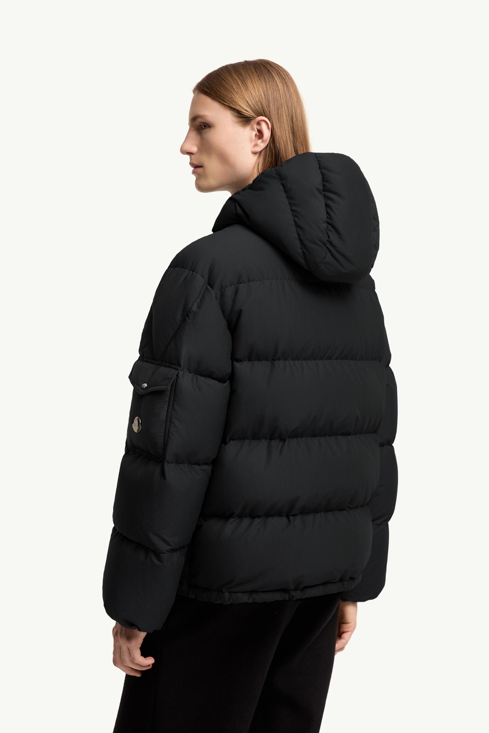 Black Himalaya Hooded Short Down Jacket - Moncler Re/Icons for Men