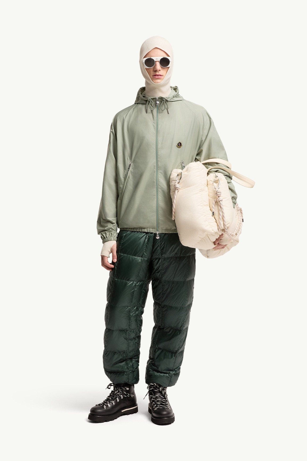 Hooded Windbreaker Men Light Green Moncler 0