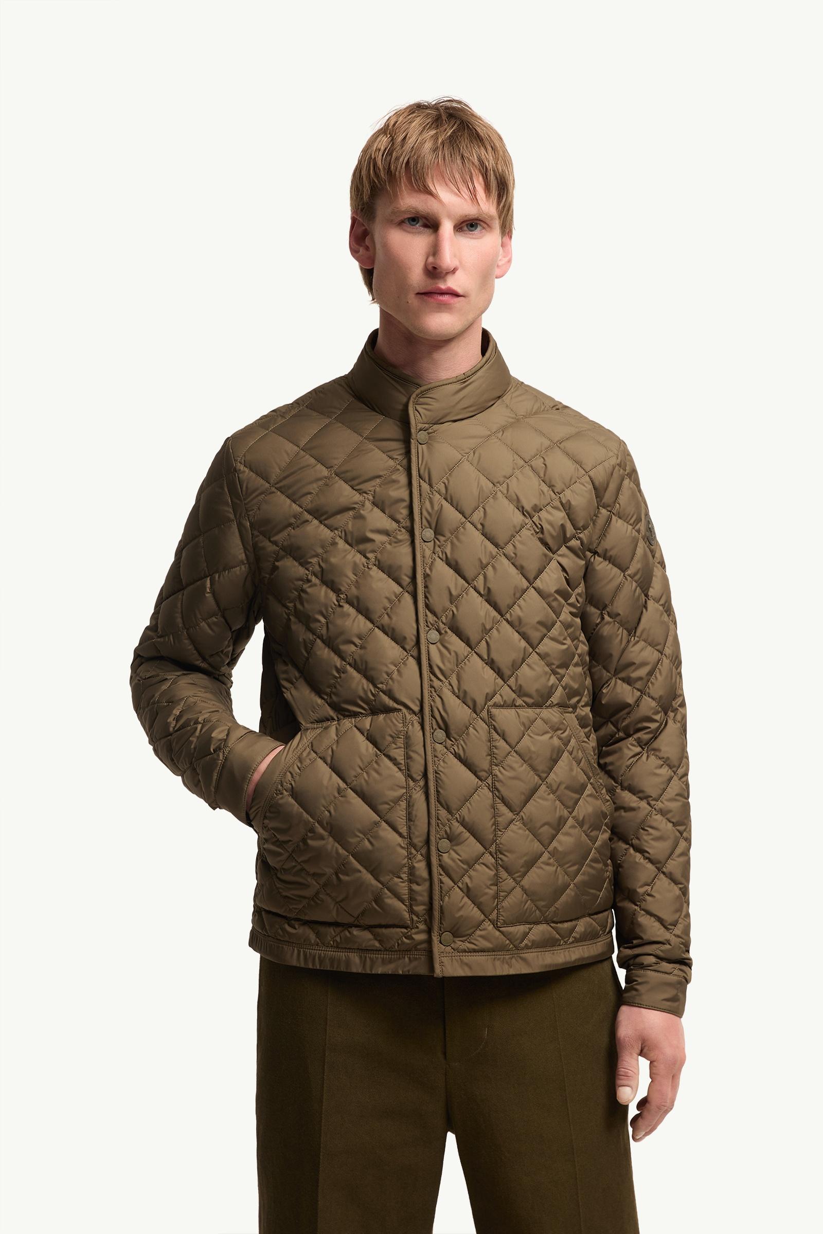 Olive Green Oise Diamond Quilted Short Down Jacket - Lightweight