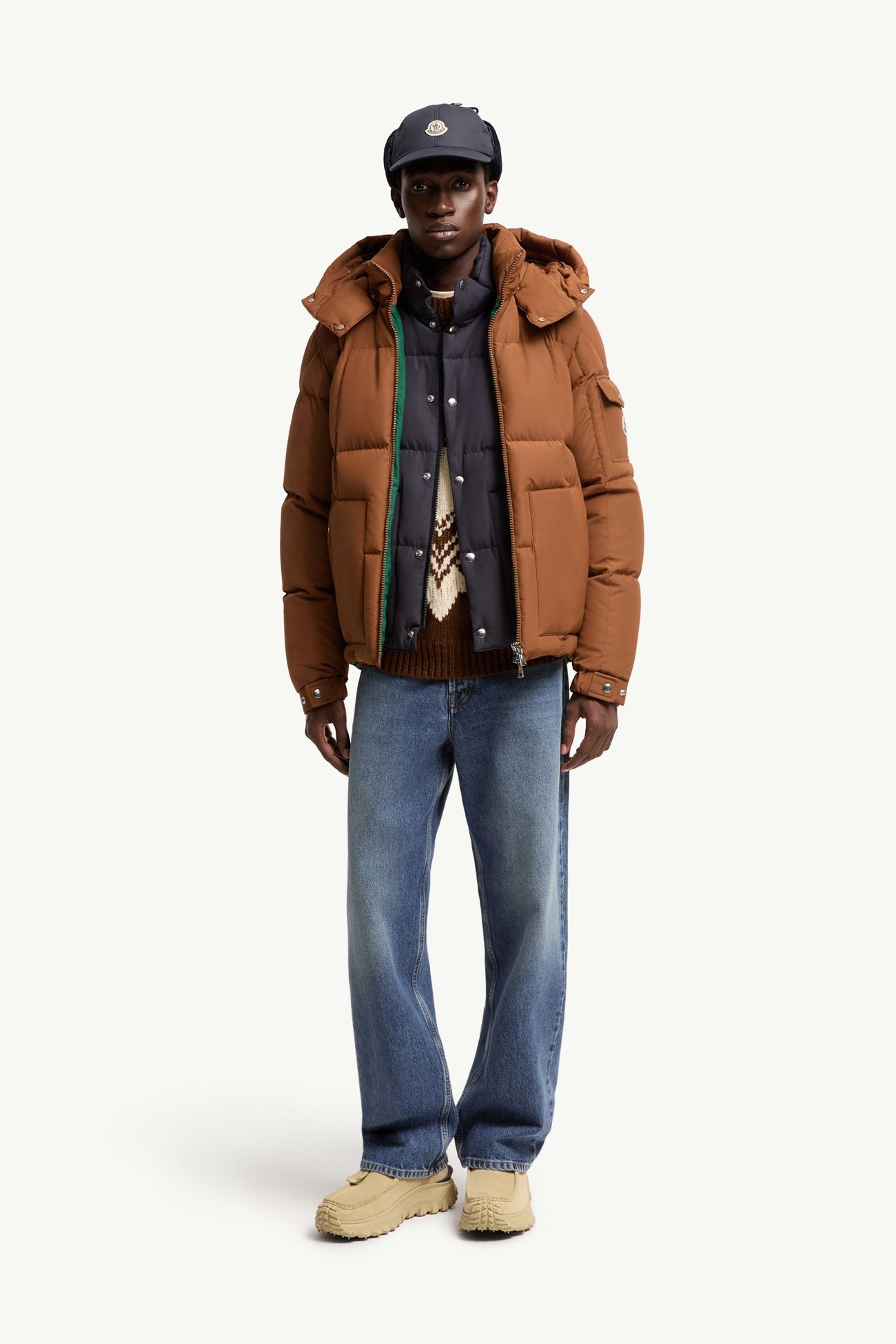 Dravenis連帽中長羽絨外套 男士 淺啡色 Moncler 0