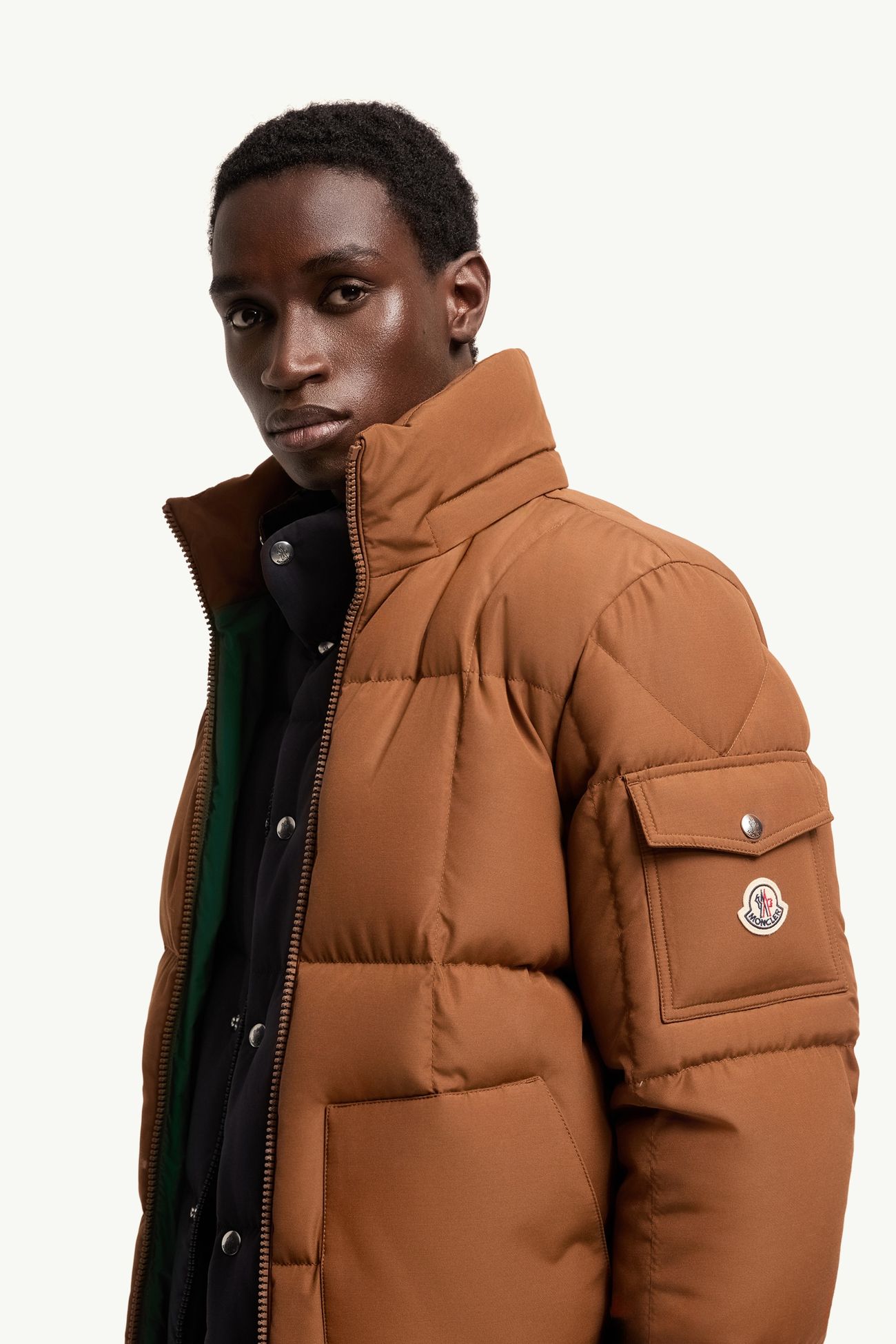 Dravenis連帽中長羽絨外套 男士 淺啡色 Moncler 1