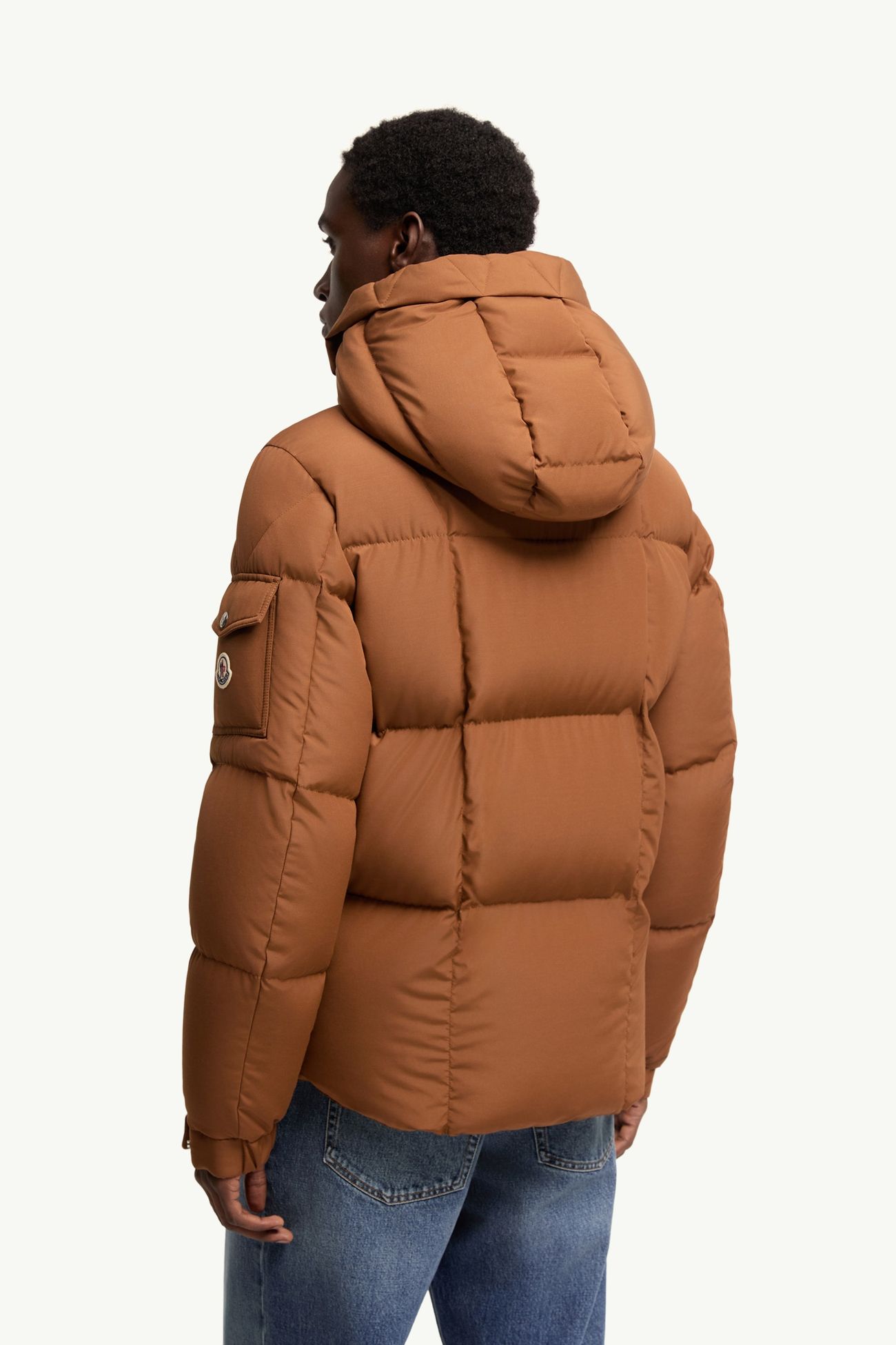 Dravenis Hooded Mid-Length Down Jacket Men Light Brown Moncler 4