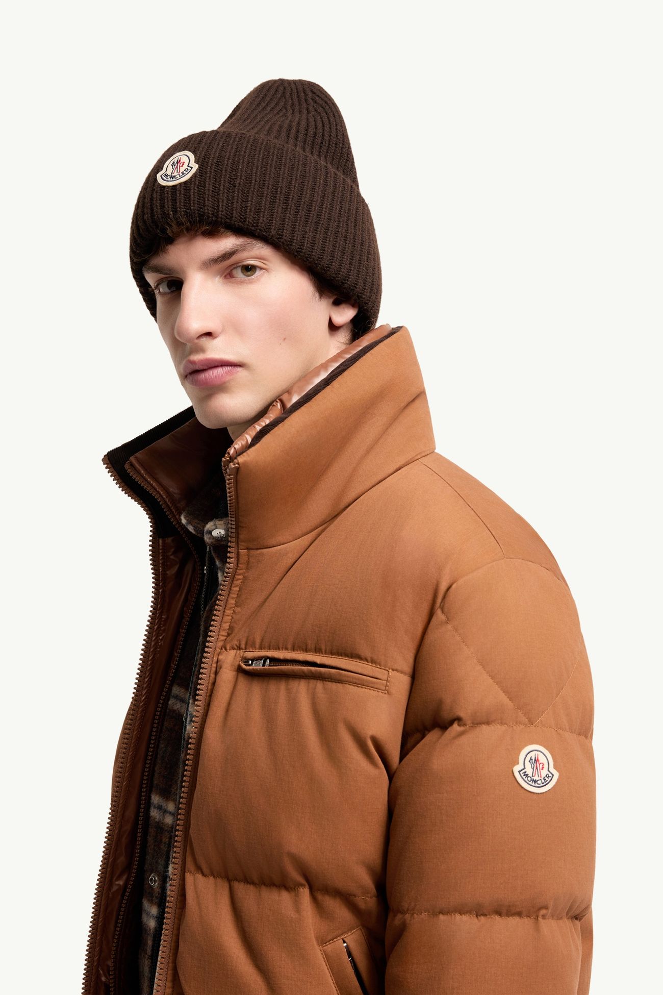 Isenviel棉質府綢短身羽絨外套 男士 淺啡色 Moncler 1