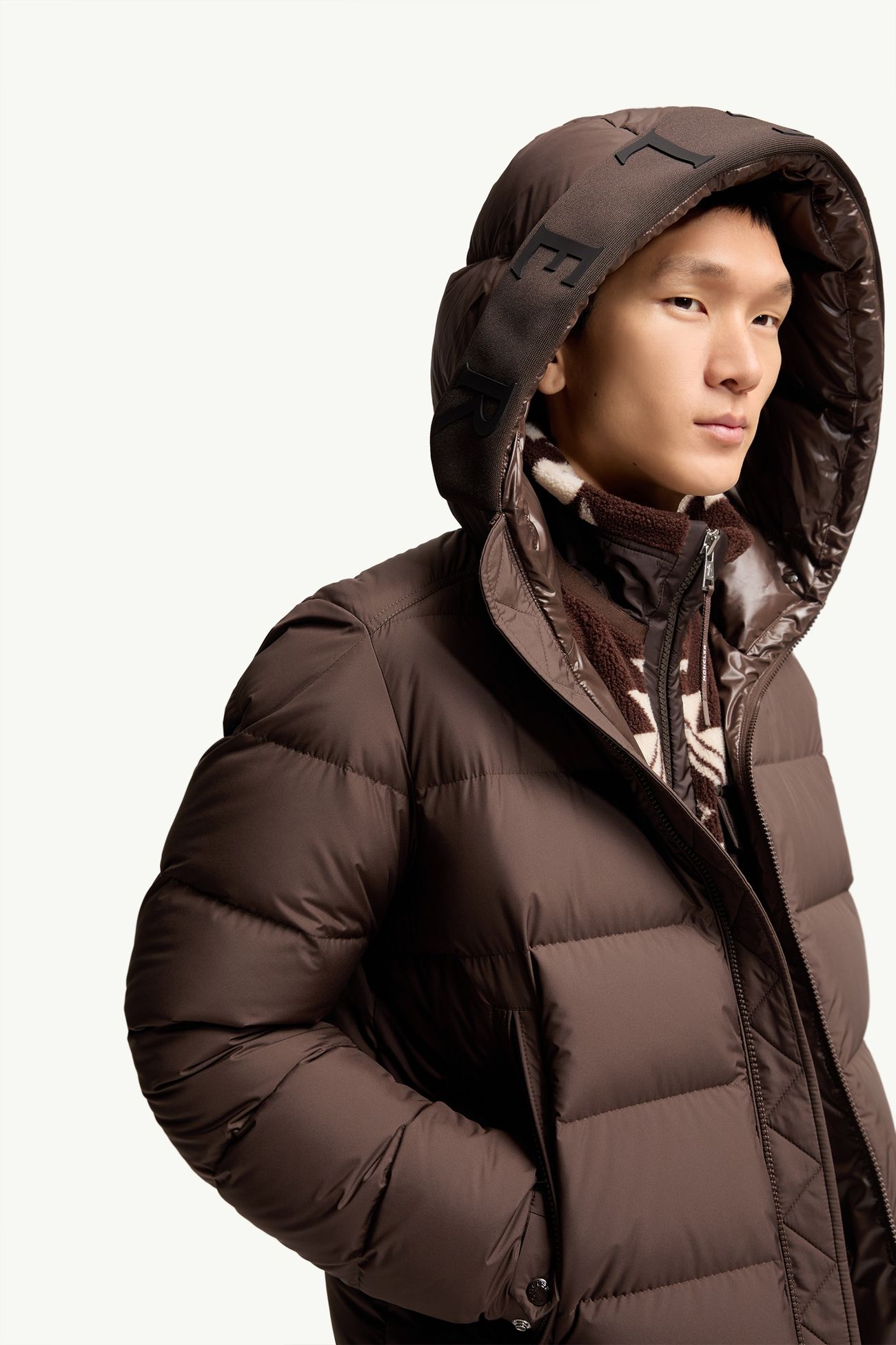 Orvelle mittellange Daunenjacke mit Kapuze Herren Braun Moncler 5